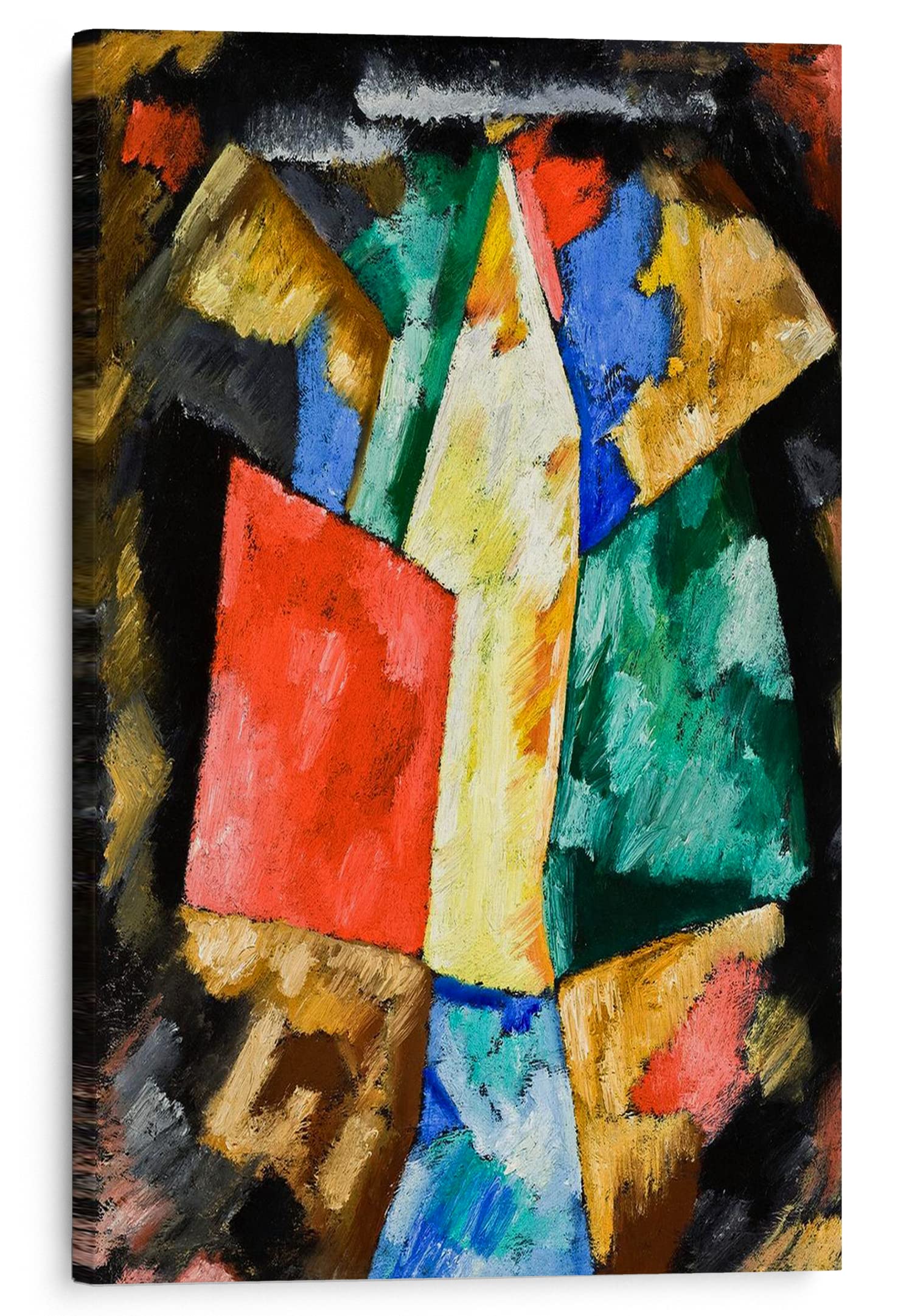 PRINTROY, Abstraction Blue, Yellow and Green 1913 Canvas Wall Art Print by Marsden Hartley, Framed Paintings for Living Room Bedroom Office 30X46 cm (12"X18")