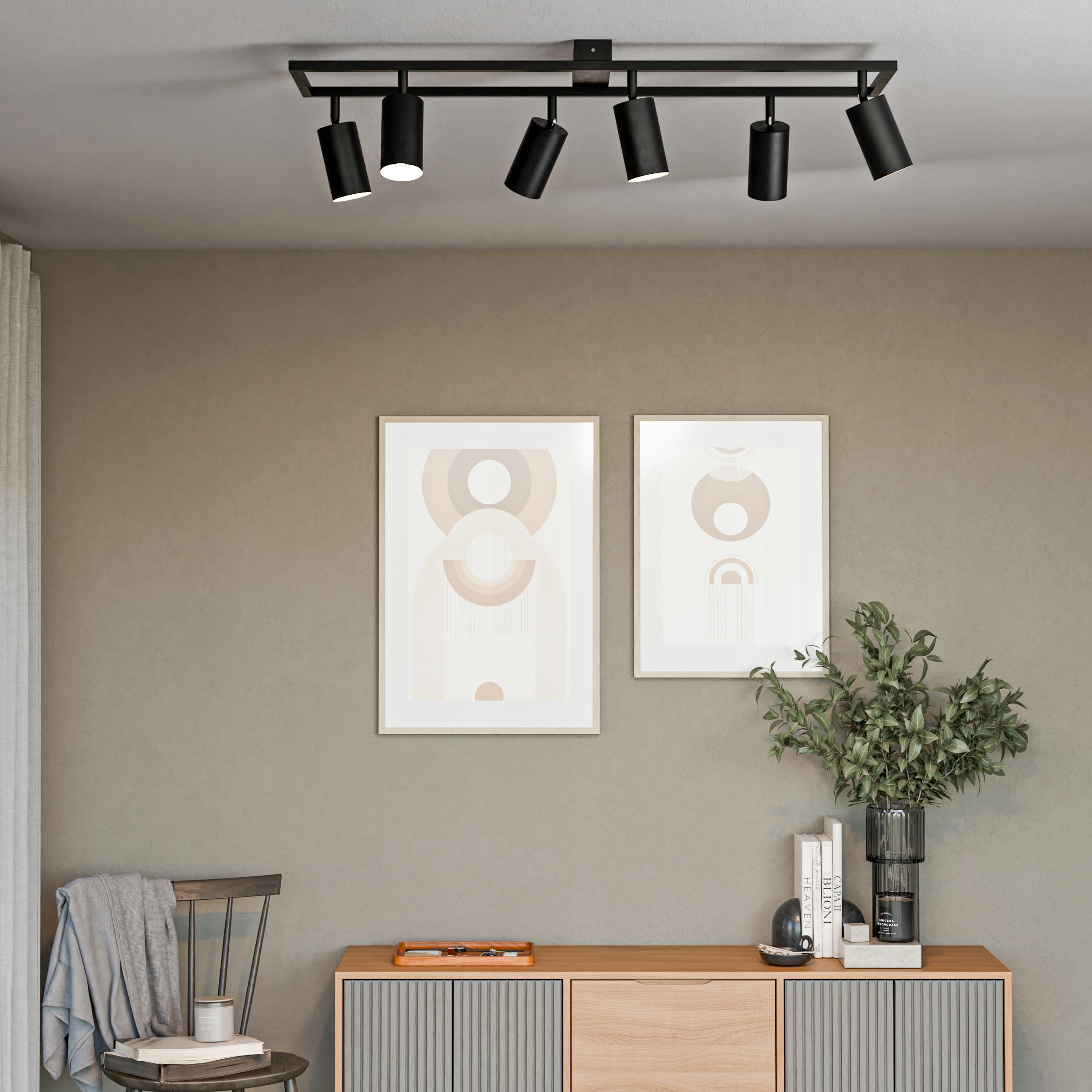 Deckenstrahler LED Schwarz 6 Flammig Schwenkbar GU10 Deckenleuchte Modern für Küche