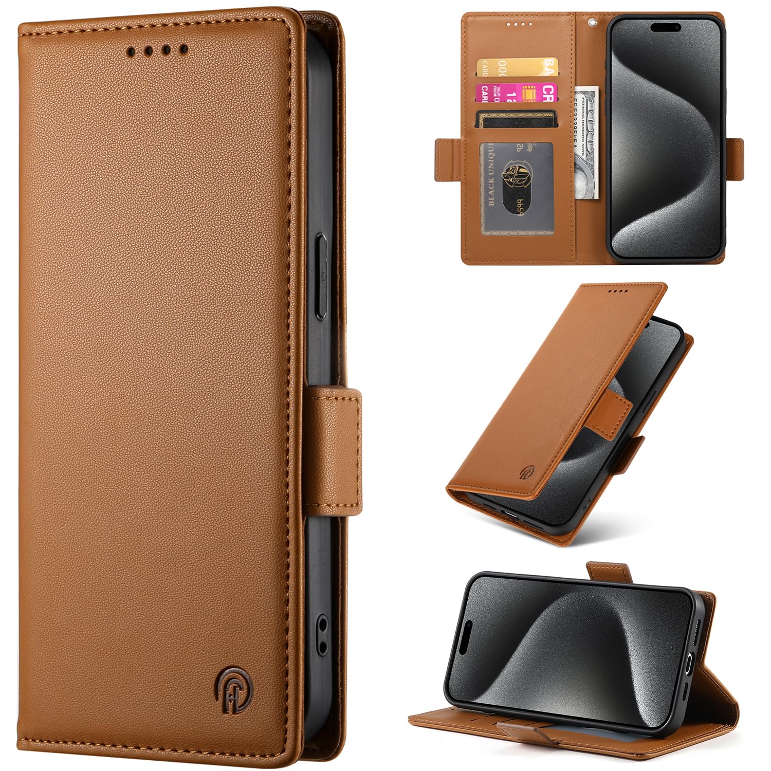 BAILICase for vivo Y56 5G, Leather Wallet Case with Kickstand, Card Slots, Flip Folio Cover Compatible with vivo Y56 5G-Brown