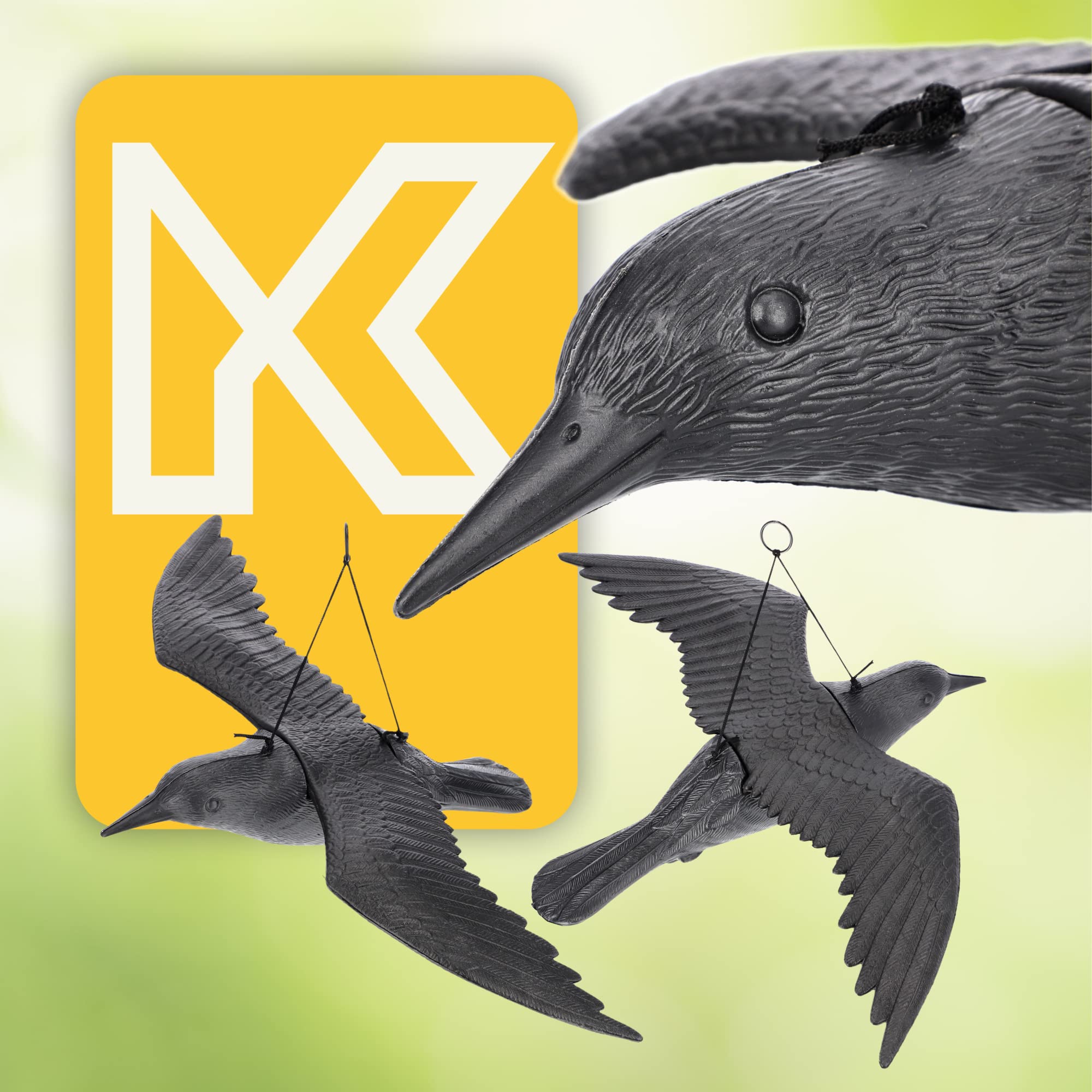 KADAX Vogelabschreckung aus Kunststoff, Plastik, Fliegende Krähe, Vogelabwehr, Taubenabwehr, Taubenschreck, Vogelschreck, Vogelscheuche, schwarzer Rabe gegen Tauben