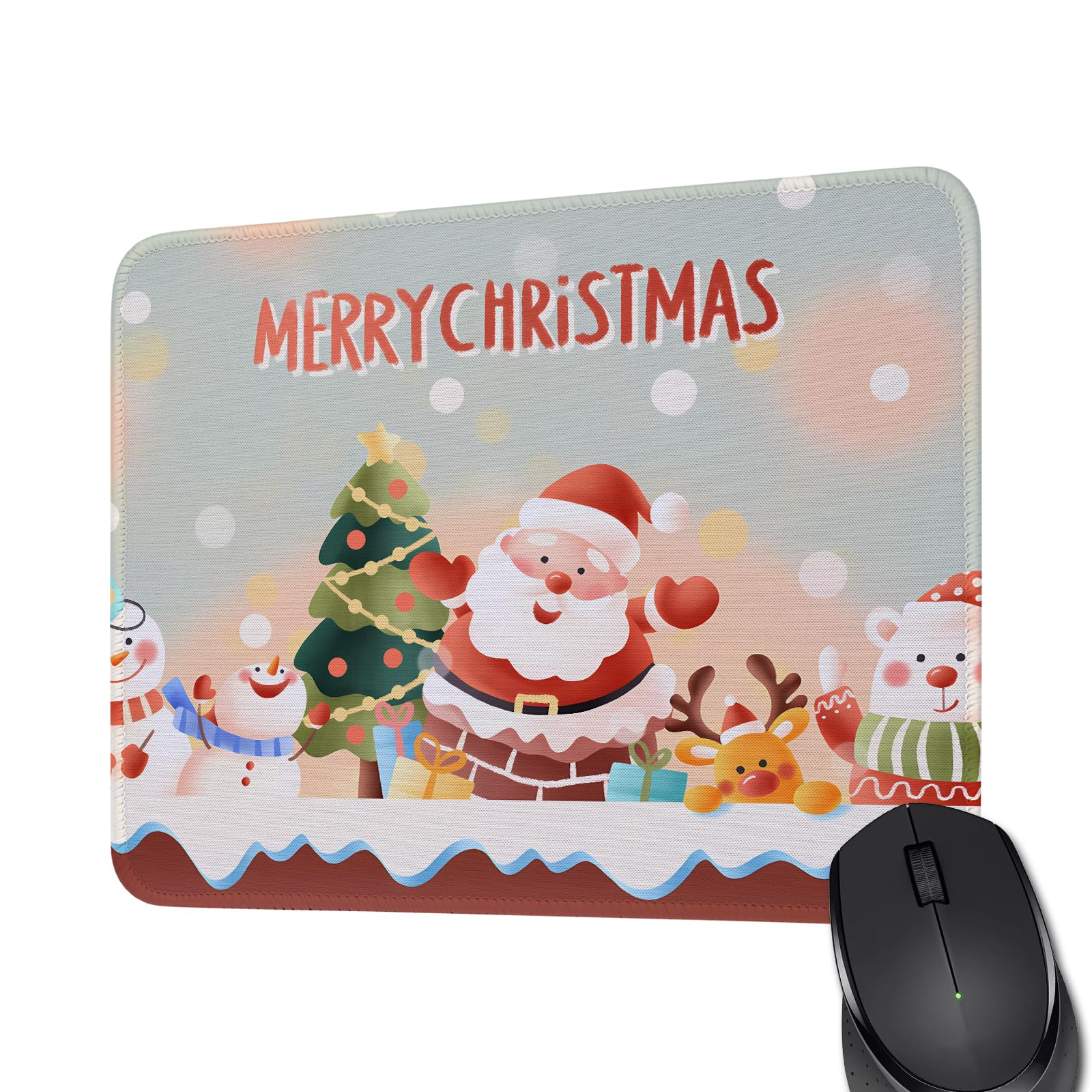 WHLBHGMerry Christmas Mouse Pad Non-Slip Rubber Base Decorative Mouse Pad for Dorm Office Home (MP Style 6)