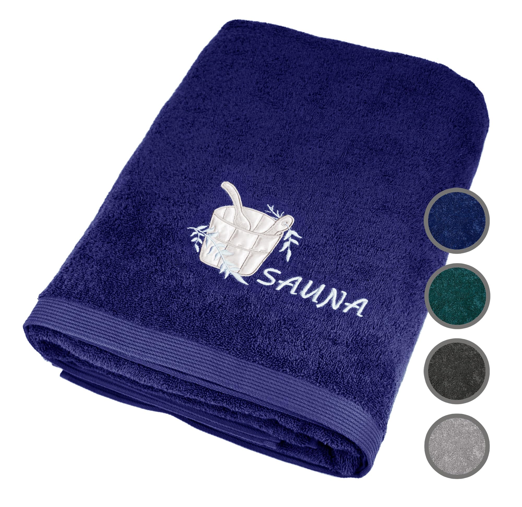 Lashuma XXL Saunahandtuch Blau, Lillby Badehandtuch groß 100x200 cm, Saunatuch 100% Baumwolle