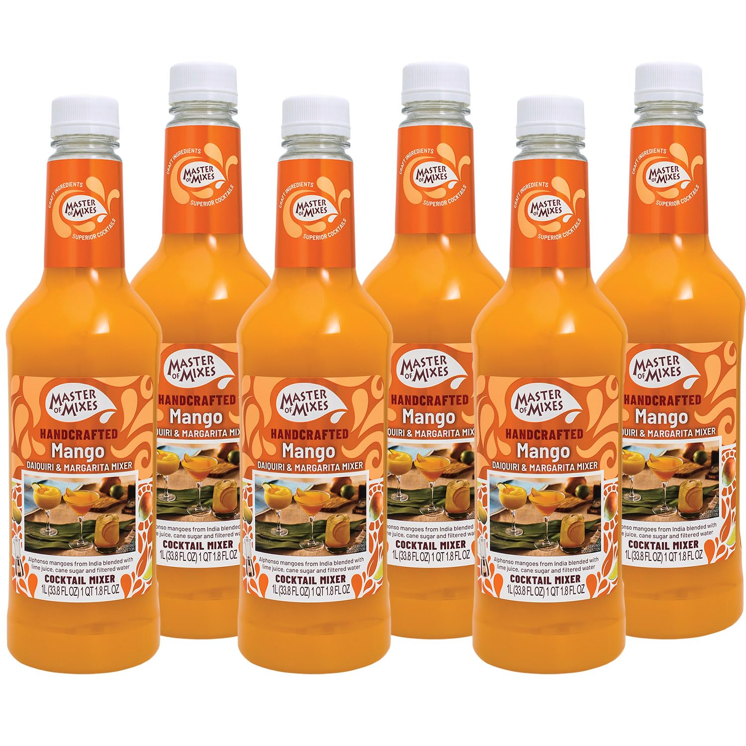 Mango Daiquiri / Margarita Drink Mix by MASTER OF MIXES – 33.8 Fl Oz (Pack of 6), No Color