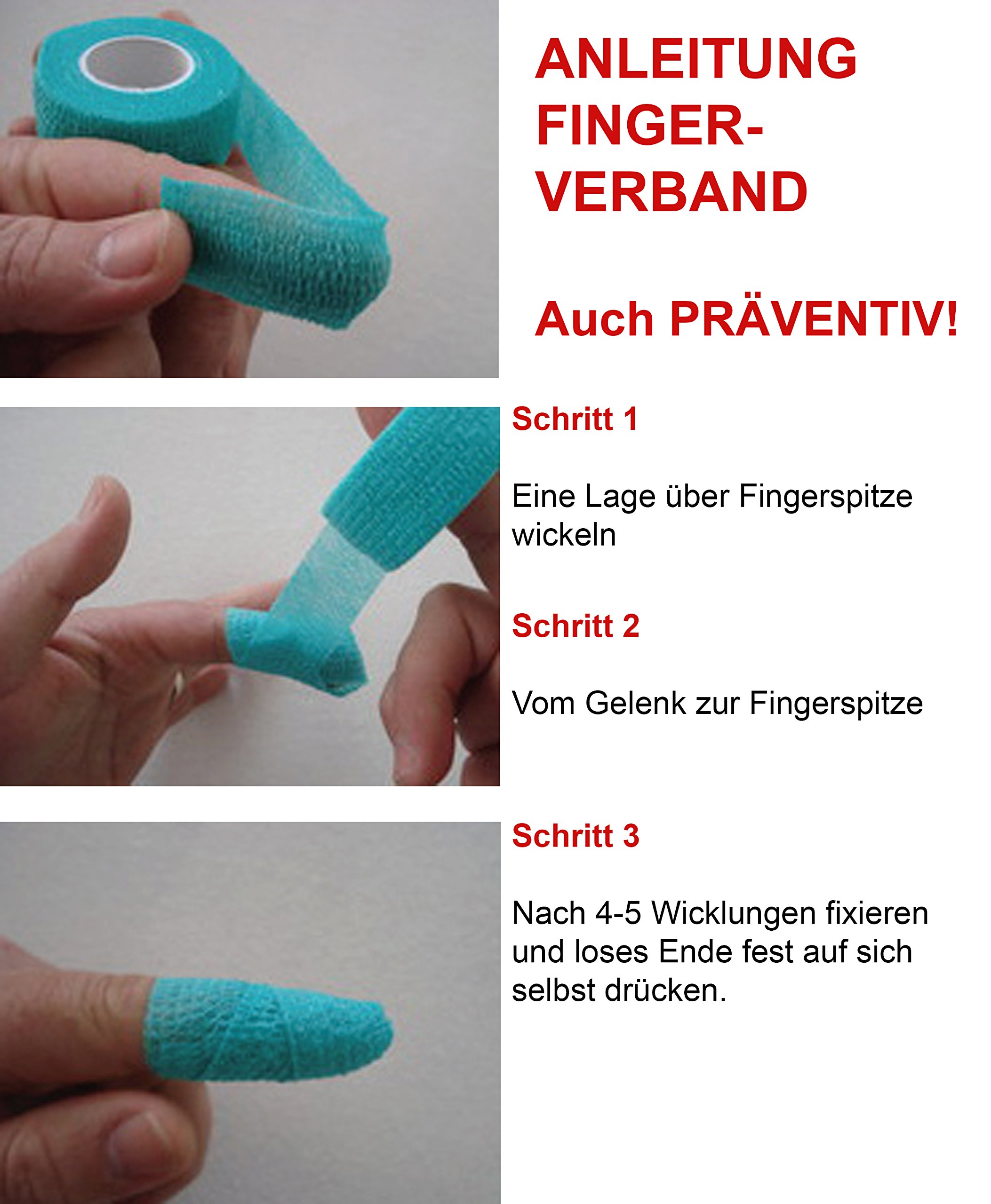 Pflaster selbsthaftend (kohäsiv), wasserfest, latexfrei, reine Baumwolle – Fixierpflaster elastisch für Finger (Fingerpflaster), Hand, Zehen, Füße, ohne Kleber – Set von ResQ-tape (Pink, 12er Set)