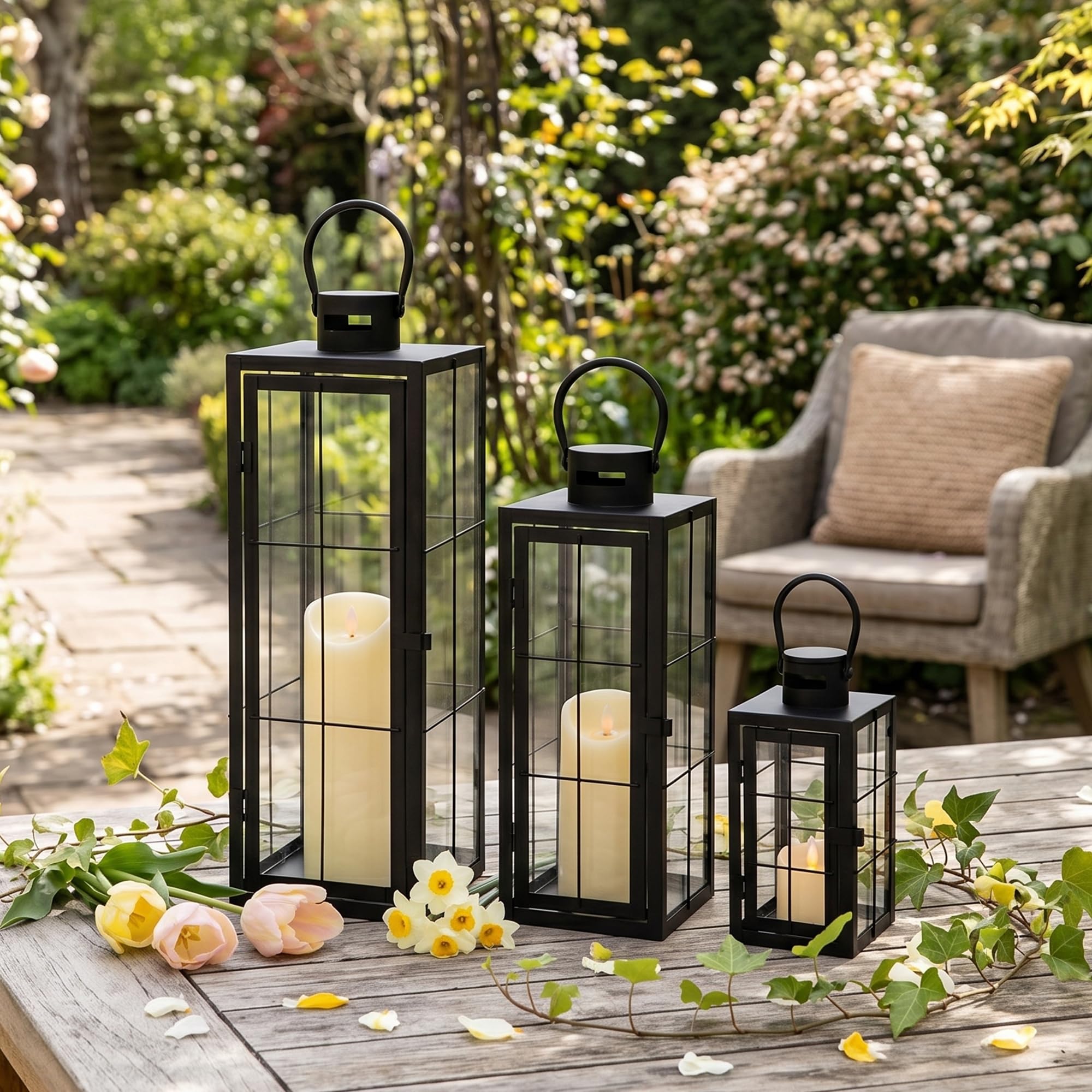 Amazon.com: TRIROCKS Metal Candle Lantern Set of 3 - Assorted