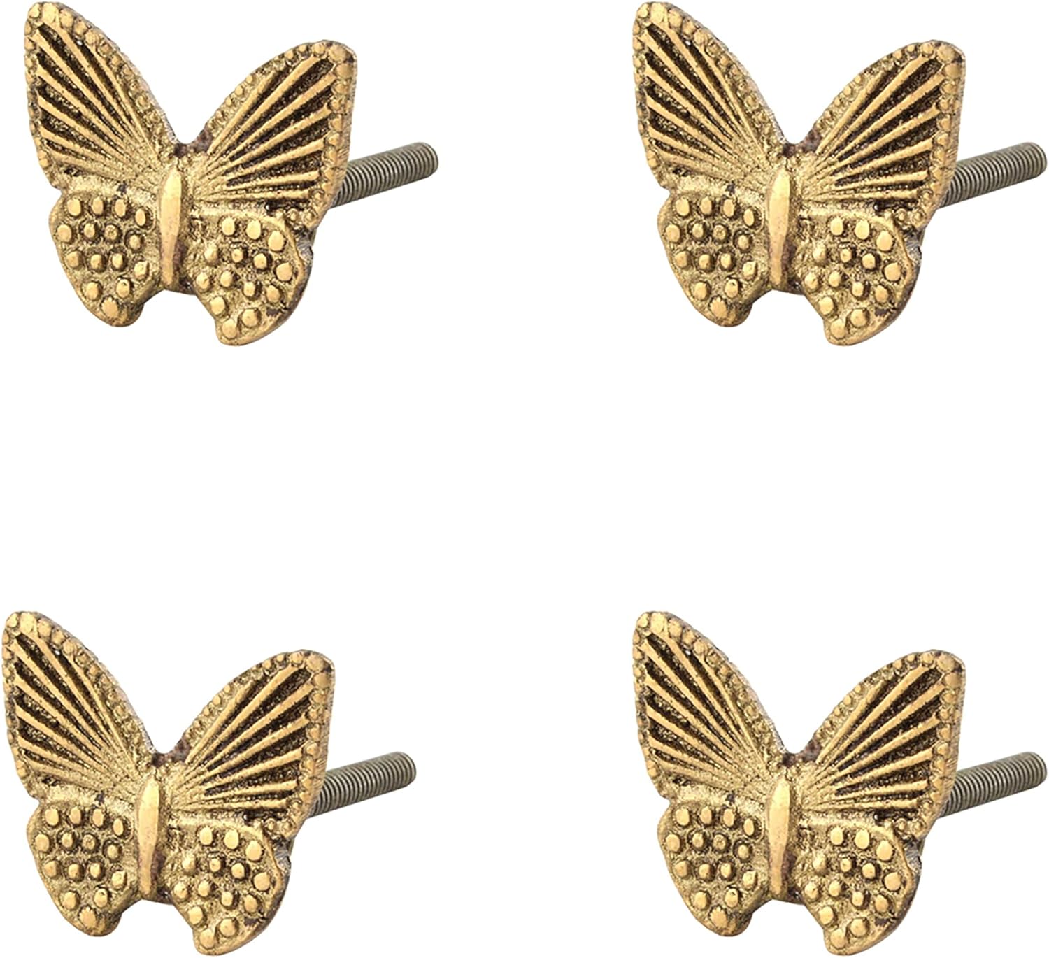 Indian Shelf 4 Piece Butterfly Gold Brass Unique Dresser Knobs Cabinet Pulls Drawer Handles Elegant Hardware