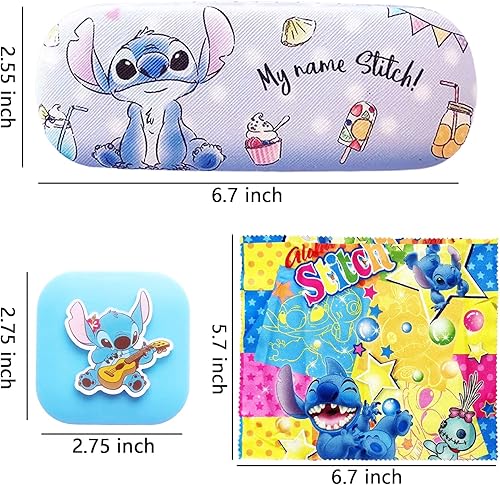 Miniatura 4 de Rondlaho Kawaii Hard Shell Eyeglasses Case with Cleaning Cloth, Portable Contact Lens Case Kit, Cute Lens Holder Kit