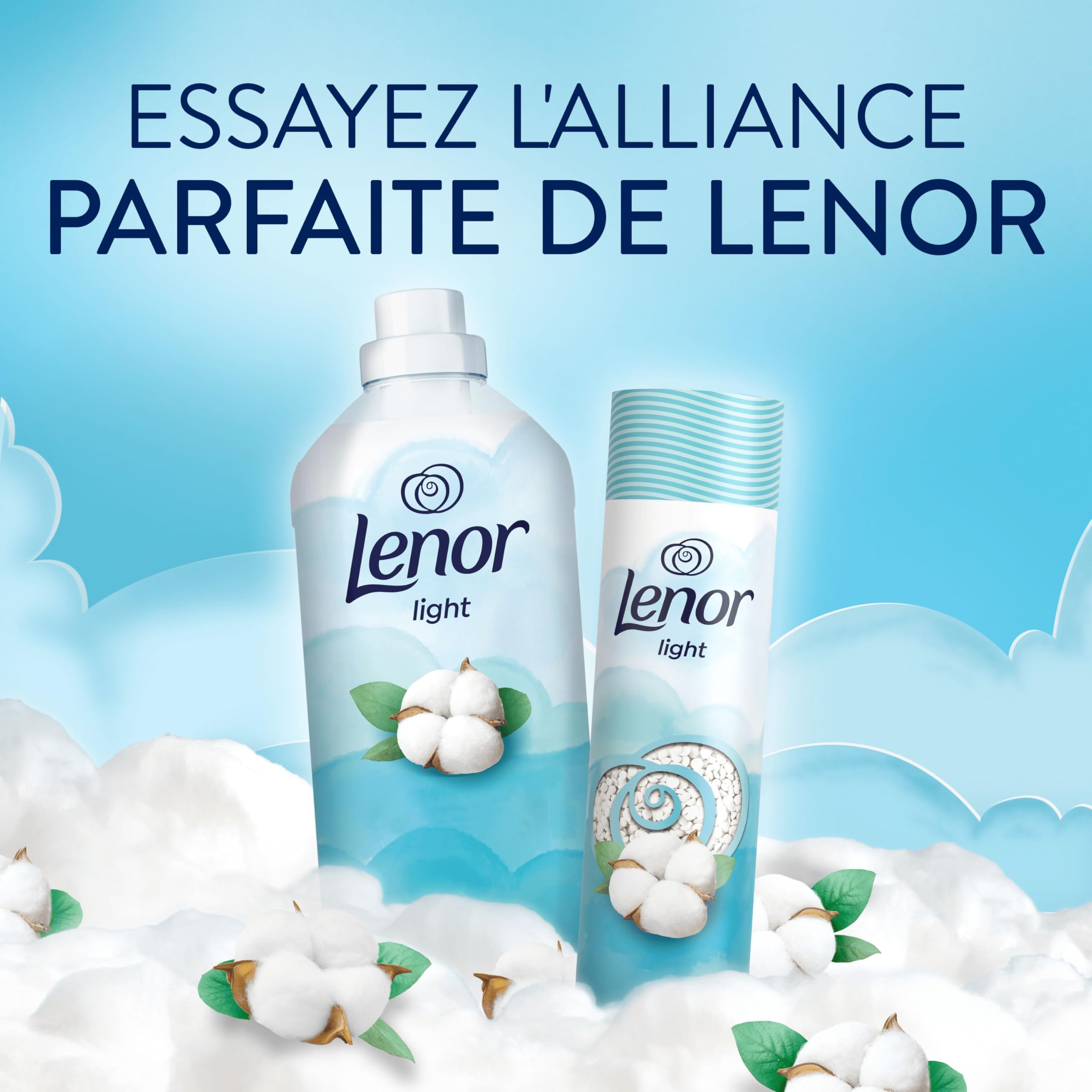 Lenor Light Adoucissant 42 Lavages, Parfum Fraîcheur De Coton, 24H De Fraîcheur Légère, Testé Dermatologiquement, Fabriqué En France