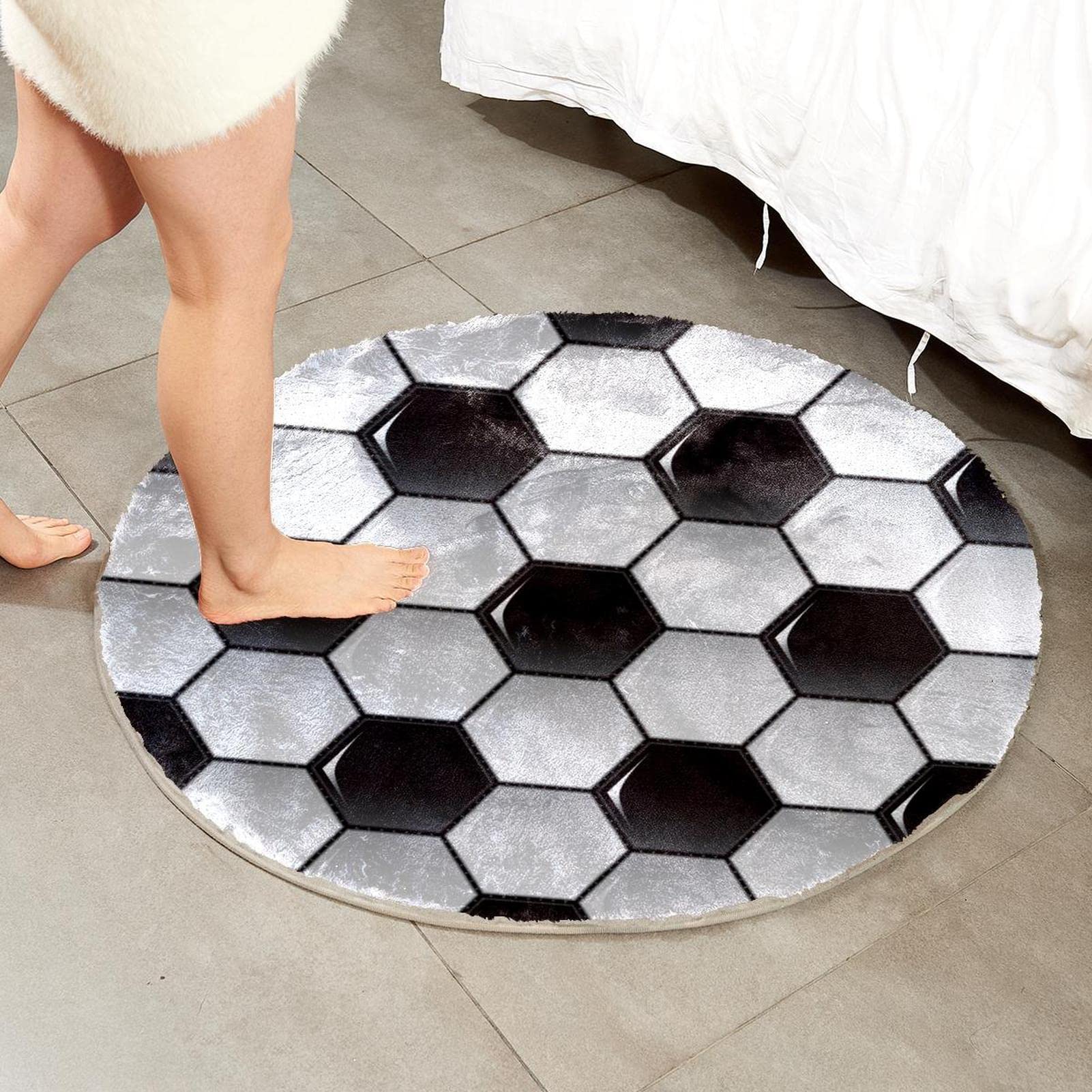 Teppich für Schlafzimmer, Wohnzimmer, Arbeitszimmer, Schwarz / Weiß