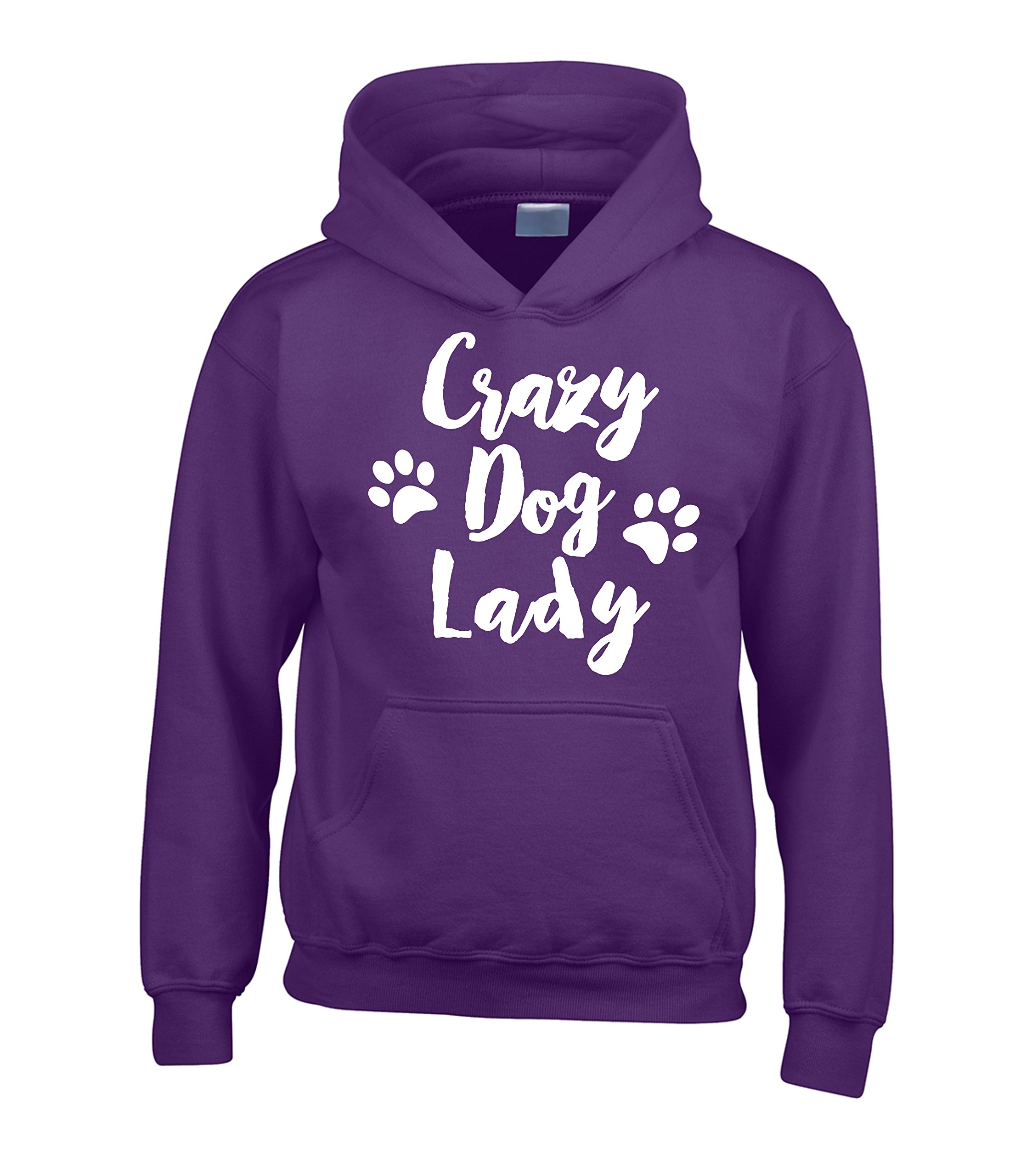 Edward Sinclair Purple | Xl | 16-18 (48") | Crazy Dog Lady Design 2 | Hoodie | With White Print
