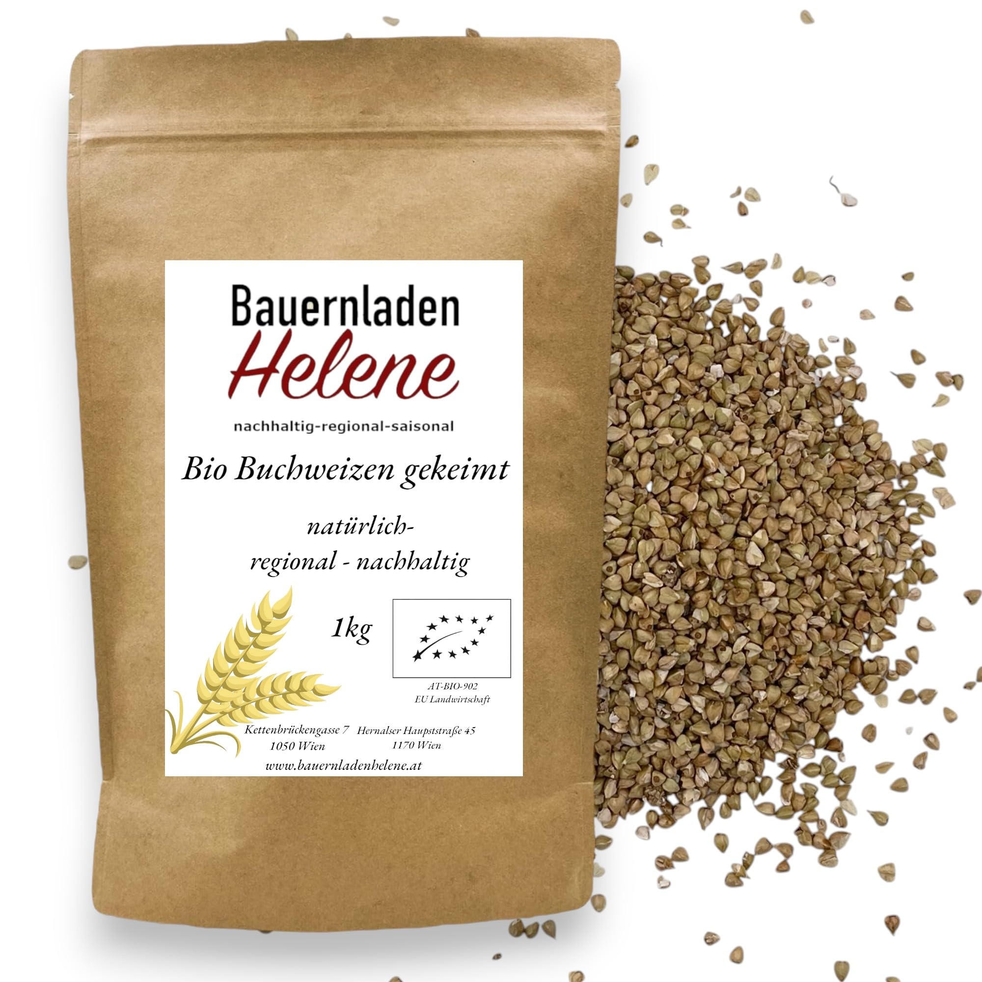 Bio Buchweizen gekeimt 1kg – nährstoffreich – reich an Ballaststoffen, Eiweiß & Mineralstoffen - Bauernladenhelene