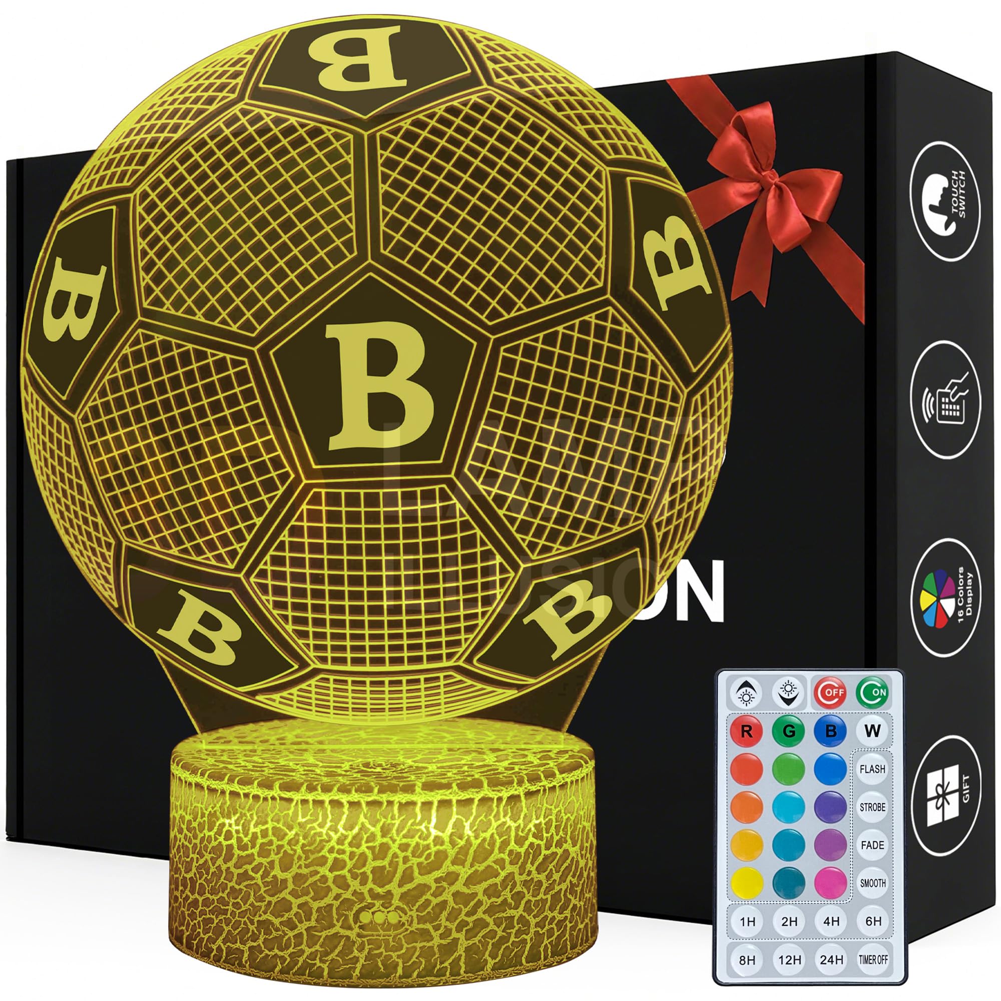 MagicluxHalloween Town Pumpkin King Jack 3D Illusion Night Light, 16 Colors Changeable Room Decor Desk Lamp with Remote, Creative Lighting Gifts for Kids Birthday Christmas (Jack B)