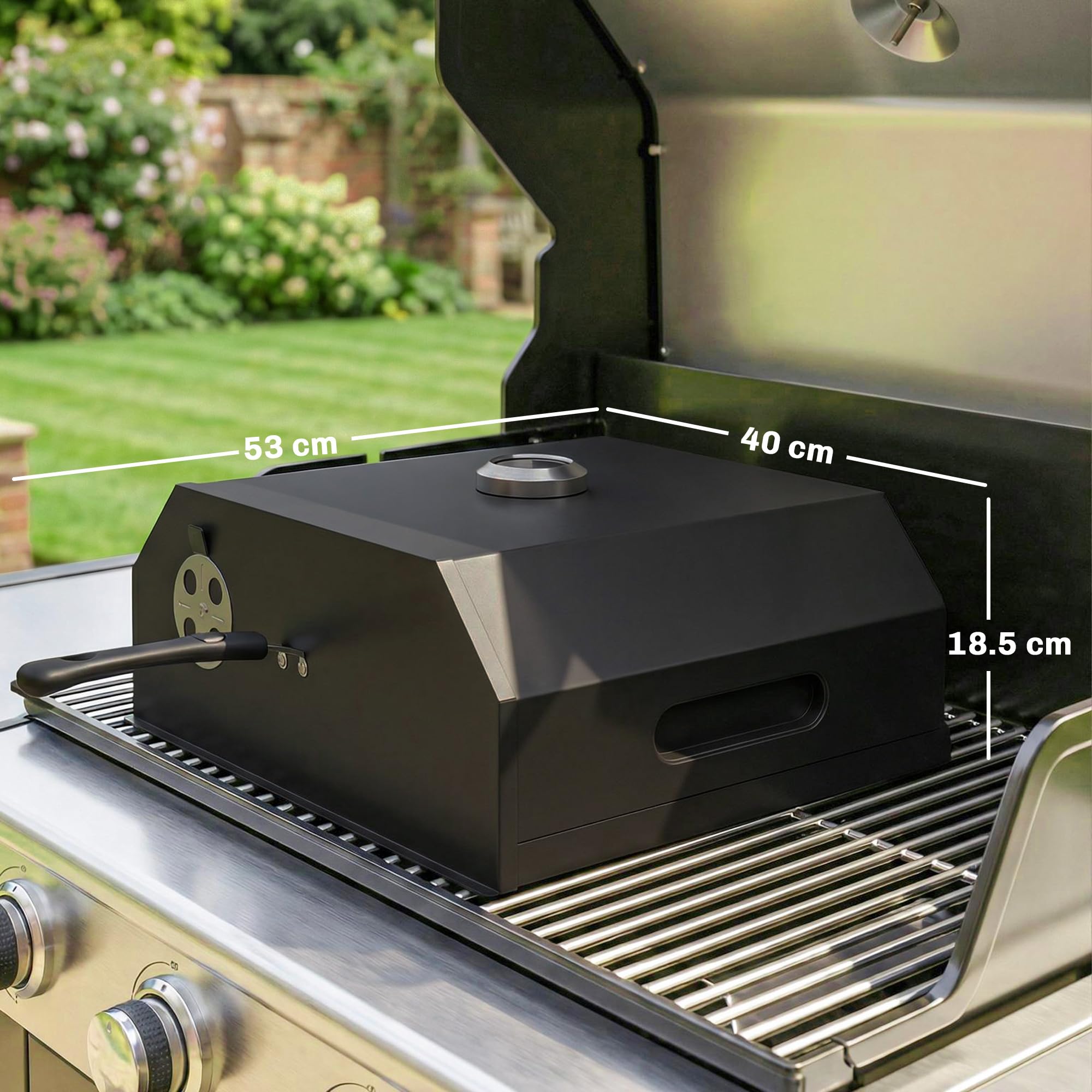 Outsunny Forno per Pizza a Legna Portatile da 12 Pollici con Pietra in Cordierite e Termometro, Forno a Legna per Griglia Ventilazione Regolabile, Maniglia Isolata, per Esterni