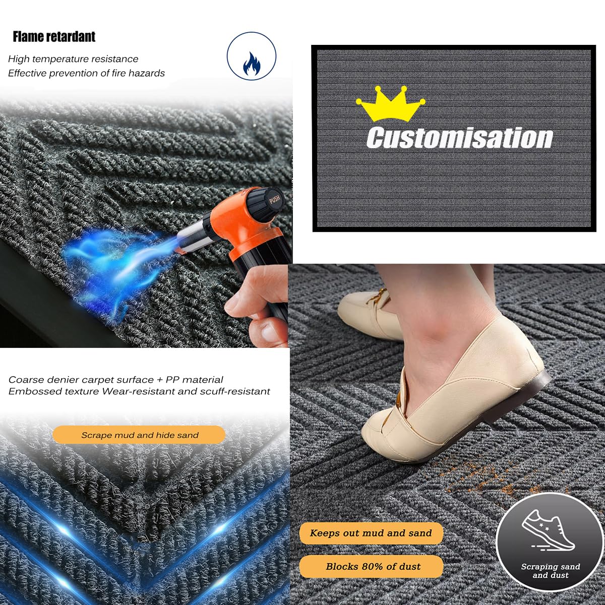 Tapis Personnalisé Entrée Paillasson Intérieur ou Extérieur Personnalisable Famille avec Logo et Texte Antidérapant et Absorbant pour Maison, Porte de Bienvenue (90×60 cm)