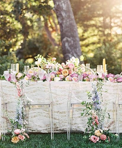 Miniatura 10 de DearHouse Paquete de 2 guirnaldas artificiales de peonía  Guirnalda de peonía de seda con flores rosas para decoración de mesa de fiesta de boda, 6