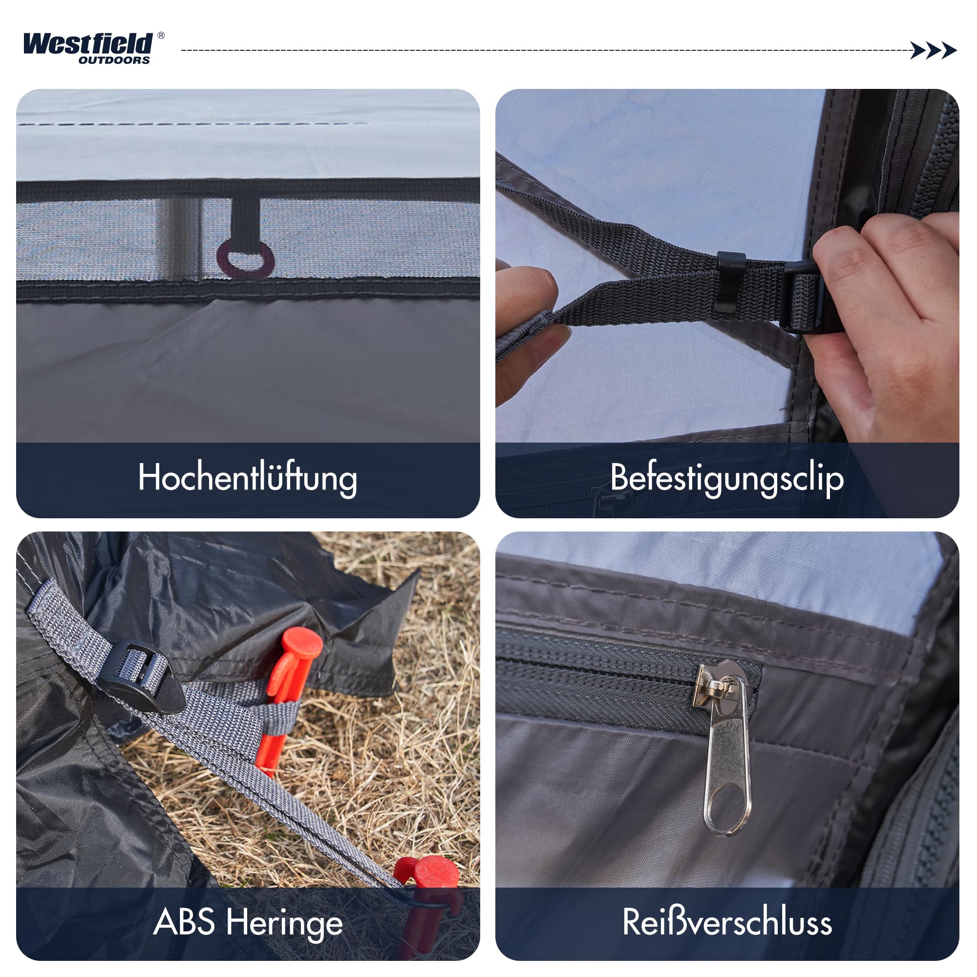 Westfield Outdoors Hydra, Aufblasbares Zelt 300 x 240 cm, Wetterfestes Autozelt mit 3000 mm Wasserschutz, UV-beständig, Drive-Away-Funktion, Panorama-Ausblick, abnehmbare Wände & Tragetasche