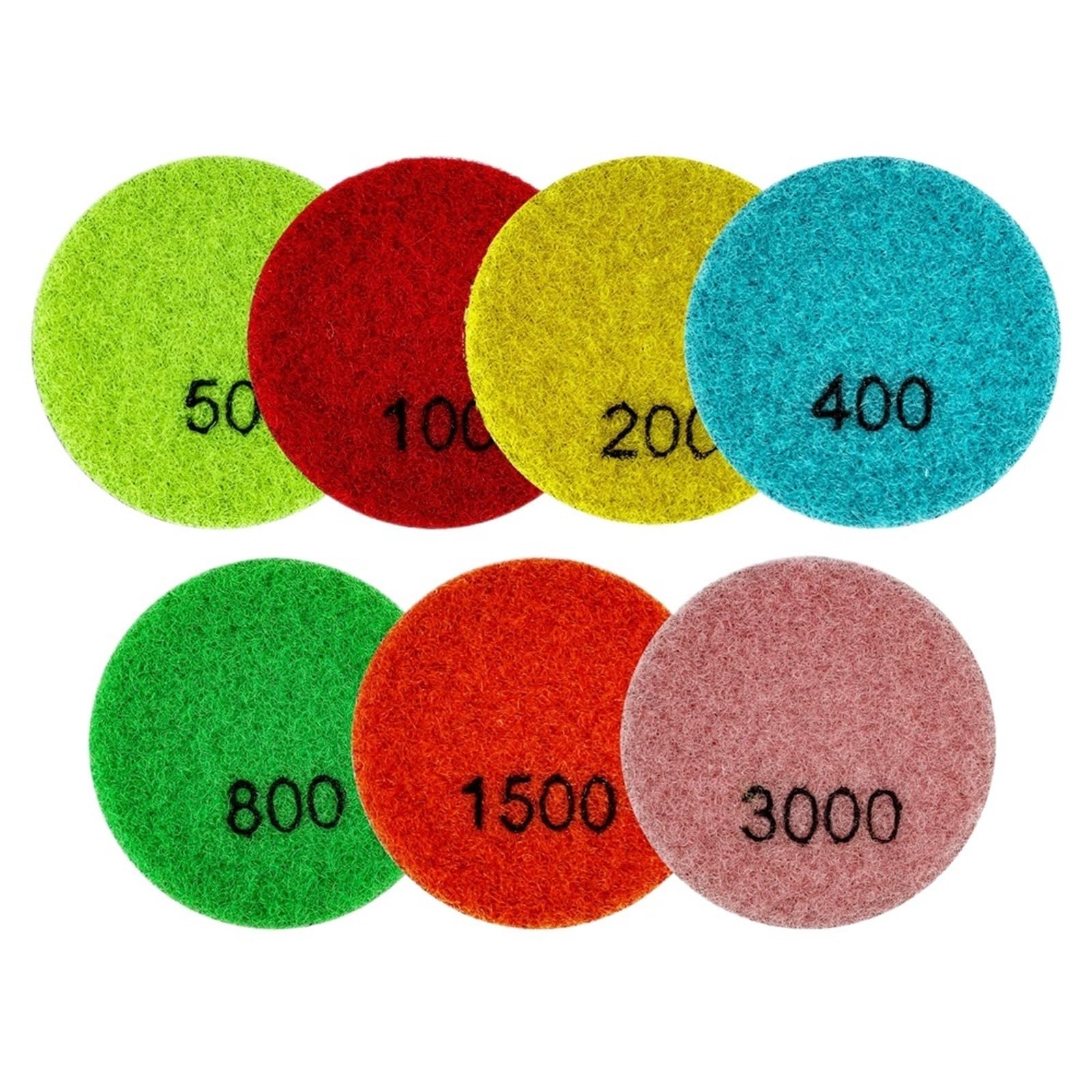 Almohadillas de pulido 7 Uds Mini almohadillas de pulido diamante diámetro 50mm juego discos lijado resina for granito mármol 2 pulgadas pulidoras piedra flexibles(7pcs Set)