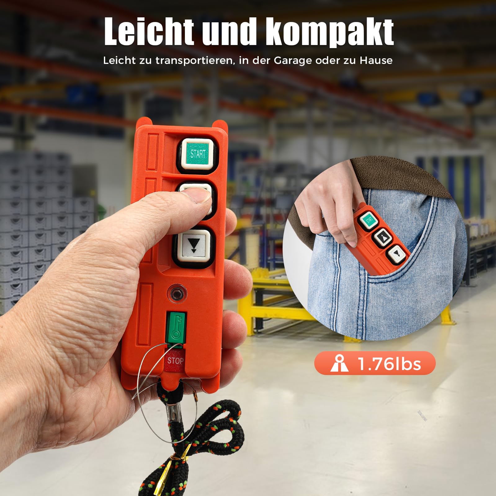 Seilwinden Funkfernbedienung Hoist Seilhebezug Winde Kran, Industrielle Fernbedienung, 100m Reichweite, IP65 Schutz, 220V (36-380V), für Krane, Hebezeuge, Baumaschinen