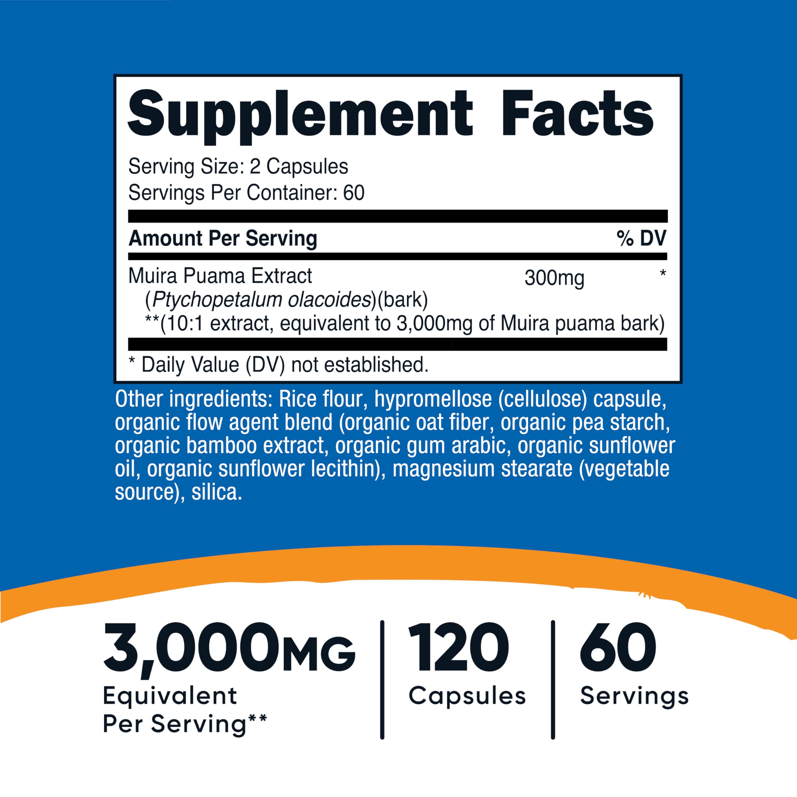 Nutricost Muira Puama Extract (3,000mg Equivalent) 120 Capsules - Muira Puama for Men & Women, Vegan, GMO-Free, Gluten-Free, 60 Servings