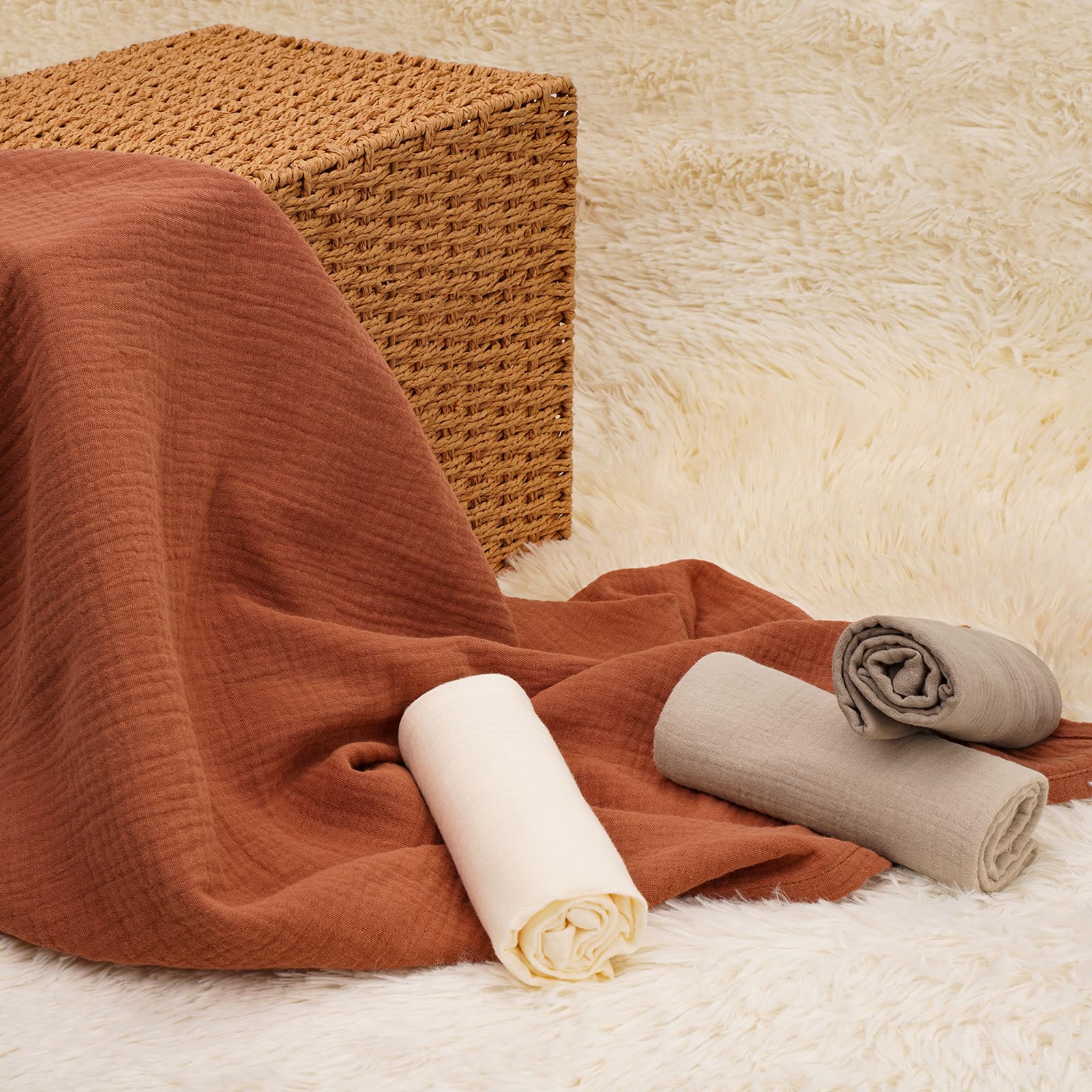 Langes Bébé En Mousseline - Lot De 4 - Super Absorbants, Doux Et Respirants - Motifs Colorés