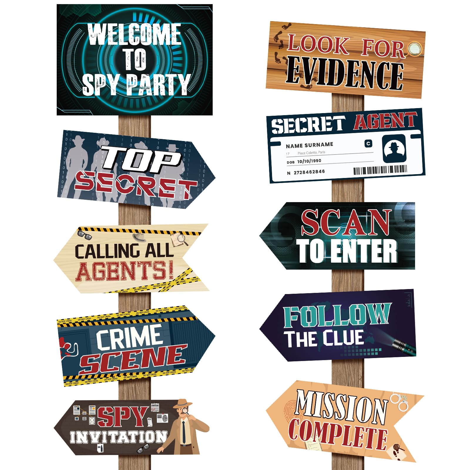 20 Pcs Secret Agent Signs Decoration for Spy Party Detective theme Party Decoration of Yard Top Secret Sign Mystery Crime Clue Evidence Photo Props for Murder Mystery Party-image-20