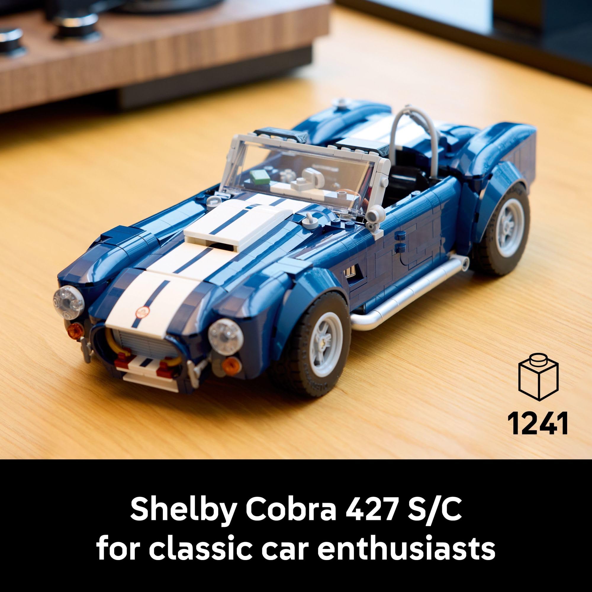 LEGO Icons Shelby Cobra 427 S/C Car Building Set for Adults - Bedroom, Office, or Book Shelf Decor for Sports Car Fans, Ages 18+ - Gift Idea for Birthdays - 10357