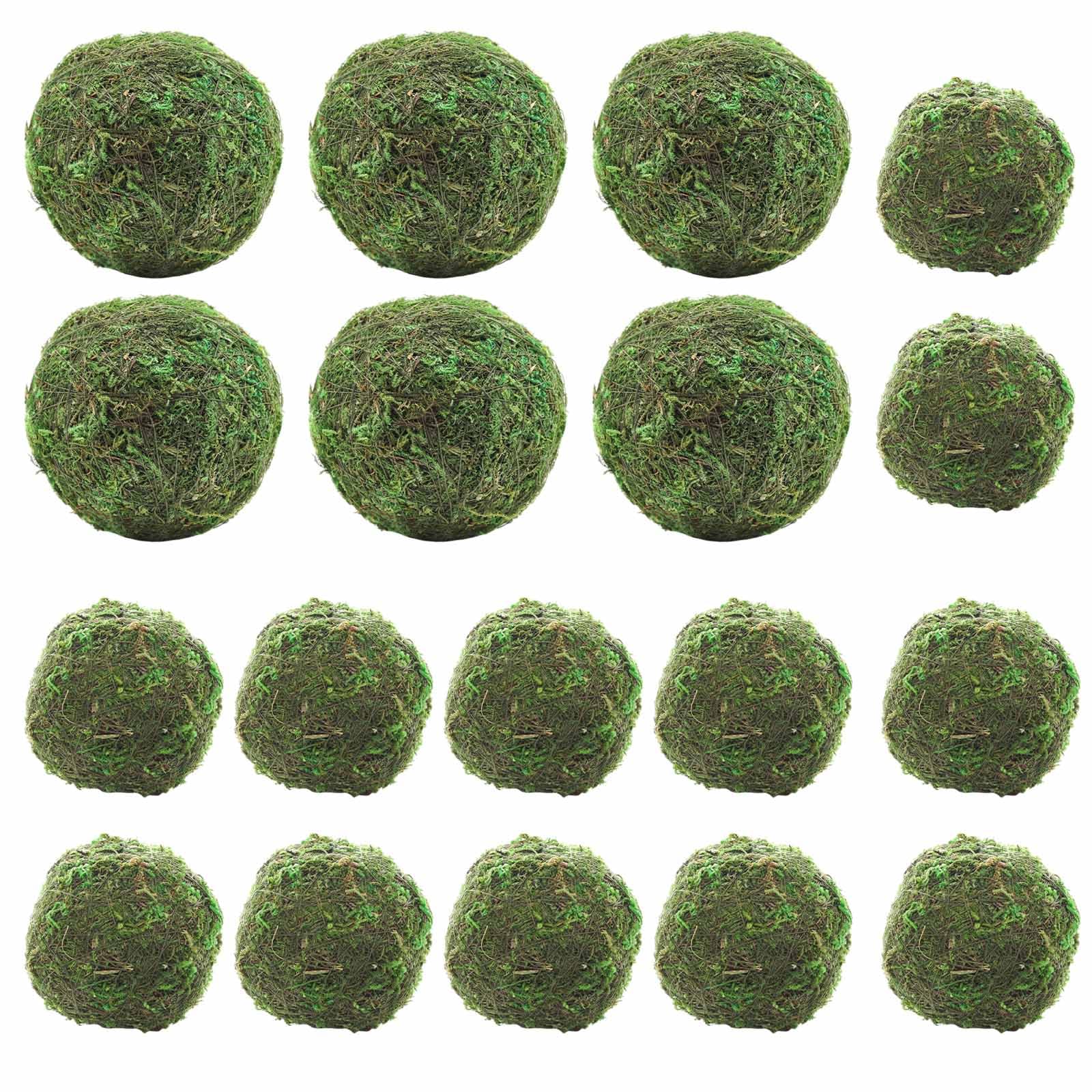 Wuyituart 18 Pcs Faux Moss Balls Decorative 12 Pcs 2.3 inch Artificial Green Plant Mossy Globes + 6 Pcs 3.1 Inch Green Moss Balls Decor