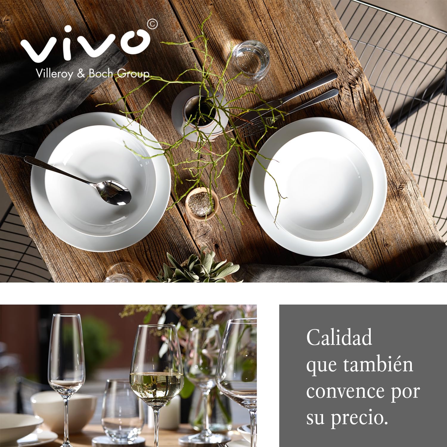 vivo - Villeroy & Boch Group - Voice Basic Cubertería de 30 Piezas para 6 Personas, Apto para Lavavajillas, Set Cubiertos, Acero Inoxidable