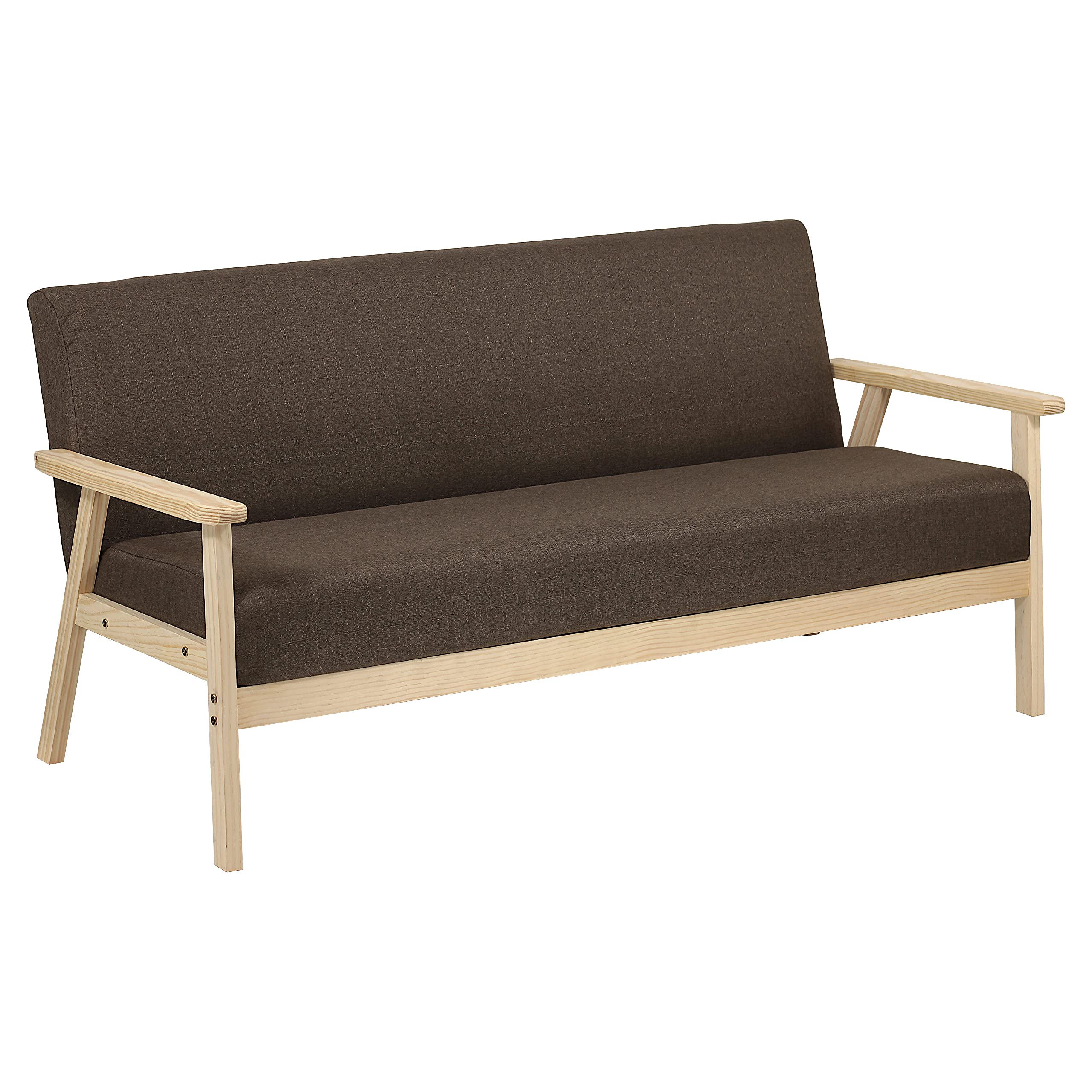 Divano WOOD Totò Piccinni - 3 Posti In Legno Di Abete Naturale, Tessuto Antimacchia (Marrone) - Foto 2