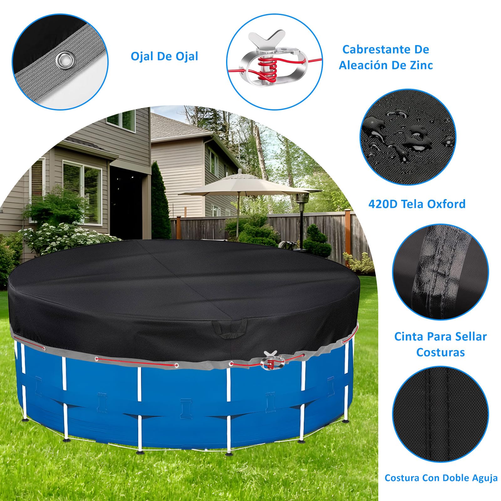 Cubre Piscinas Redondas Ø 310 Für Ø240-305cm Piscinas, UV-Resistente Cobertor de Invierno para Piscina für INTEX Piscinas