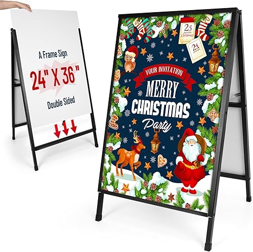 Zonon Cartel de marco con 1 hoja acrílica, 2 tableros de póster de plástico corrugado, tablero de soporte para sándwich, acero revestido negro de