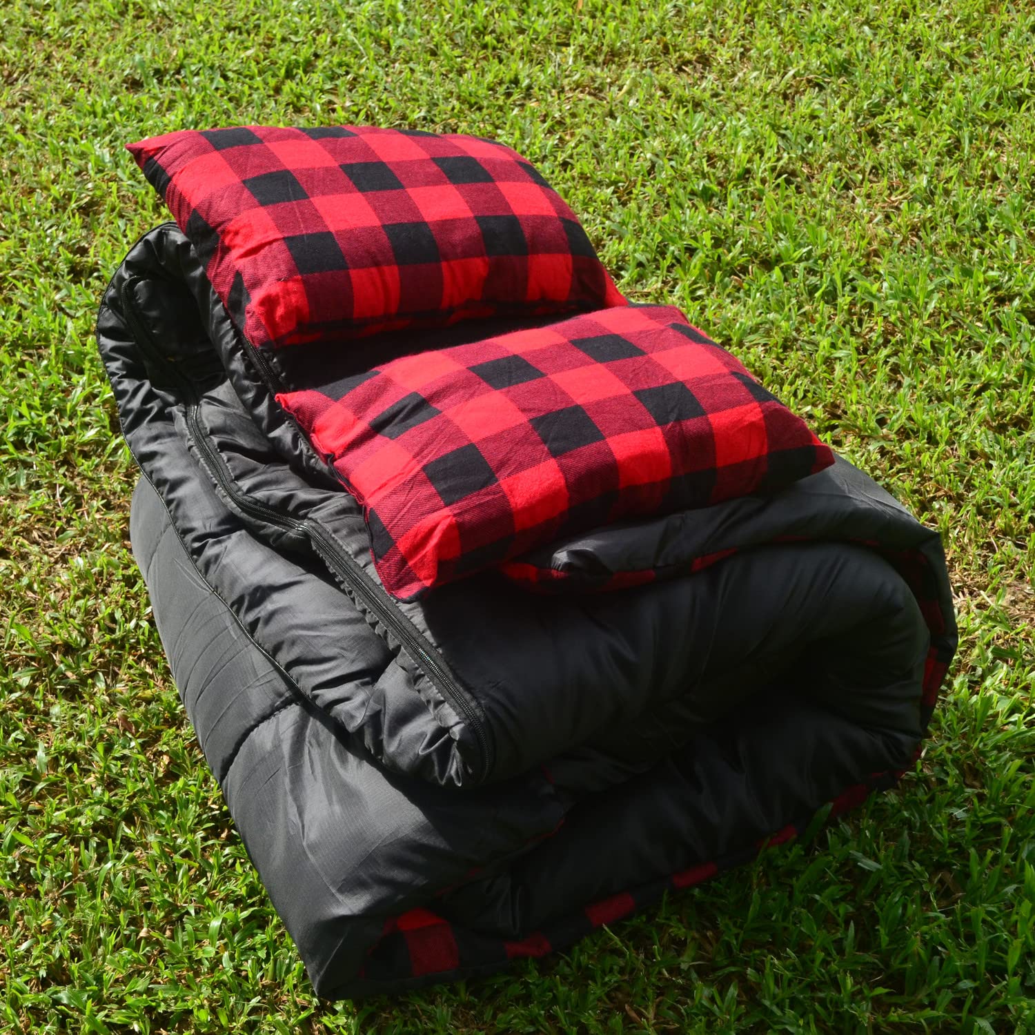 Baumwolle Flanell Doppelschlafsack Queen Size 2 Kissen 3 Jahreszeiten wasserdicht 2-Personen Camping