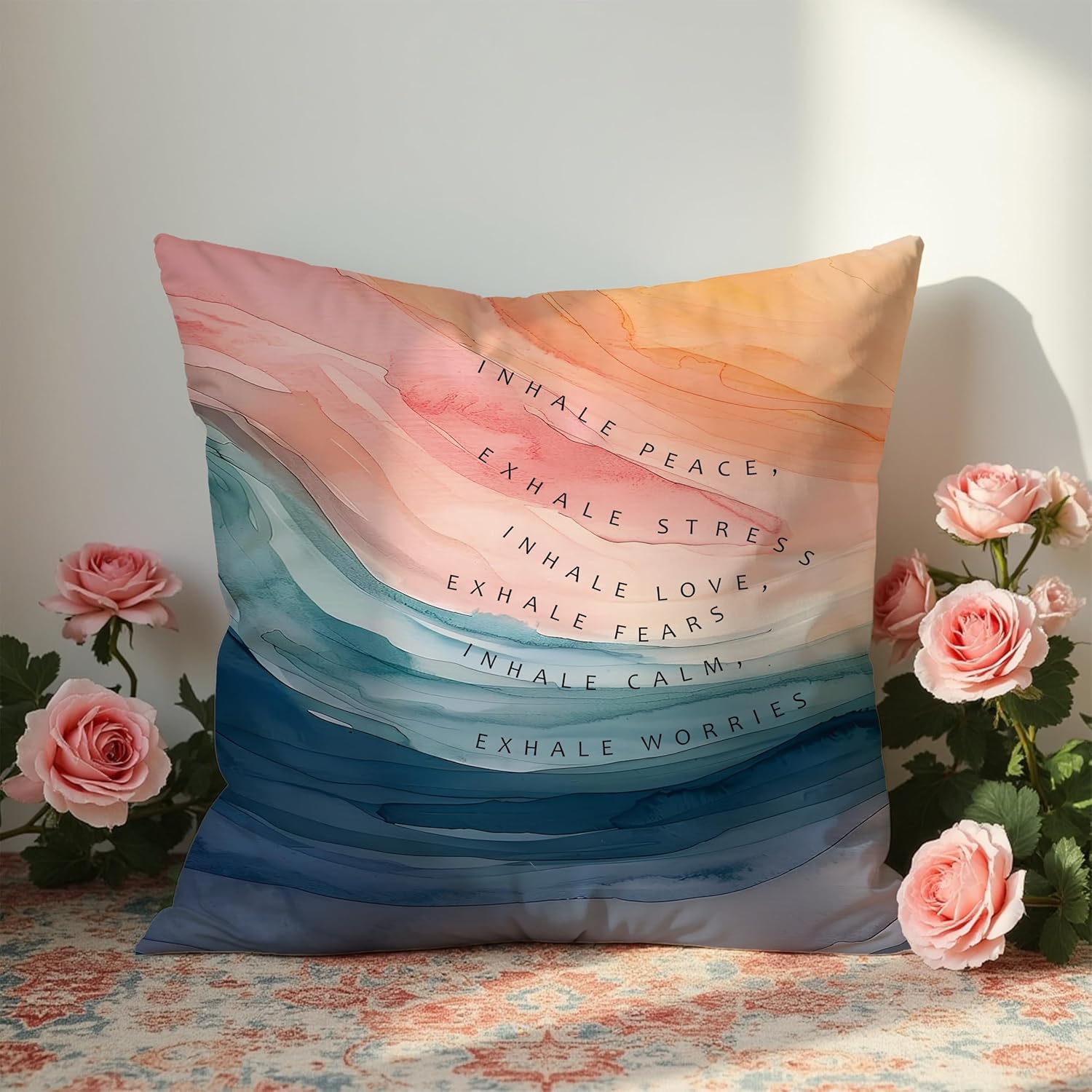 Abstract Mental Health Pillow Covers 18x18, Mental Health Gifts, Anxiety Relief Gifts, Inhale Exhale Psychology Decorative Pillow Covers for Home Therapy Counselor Office - Image 5