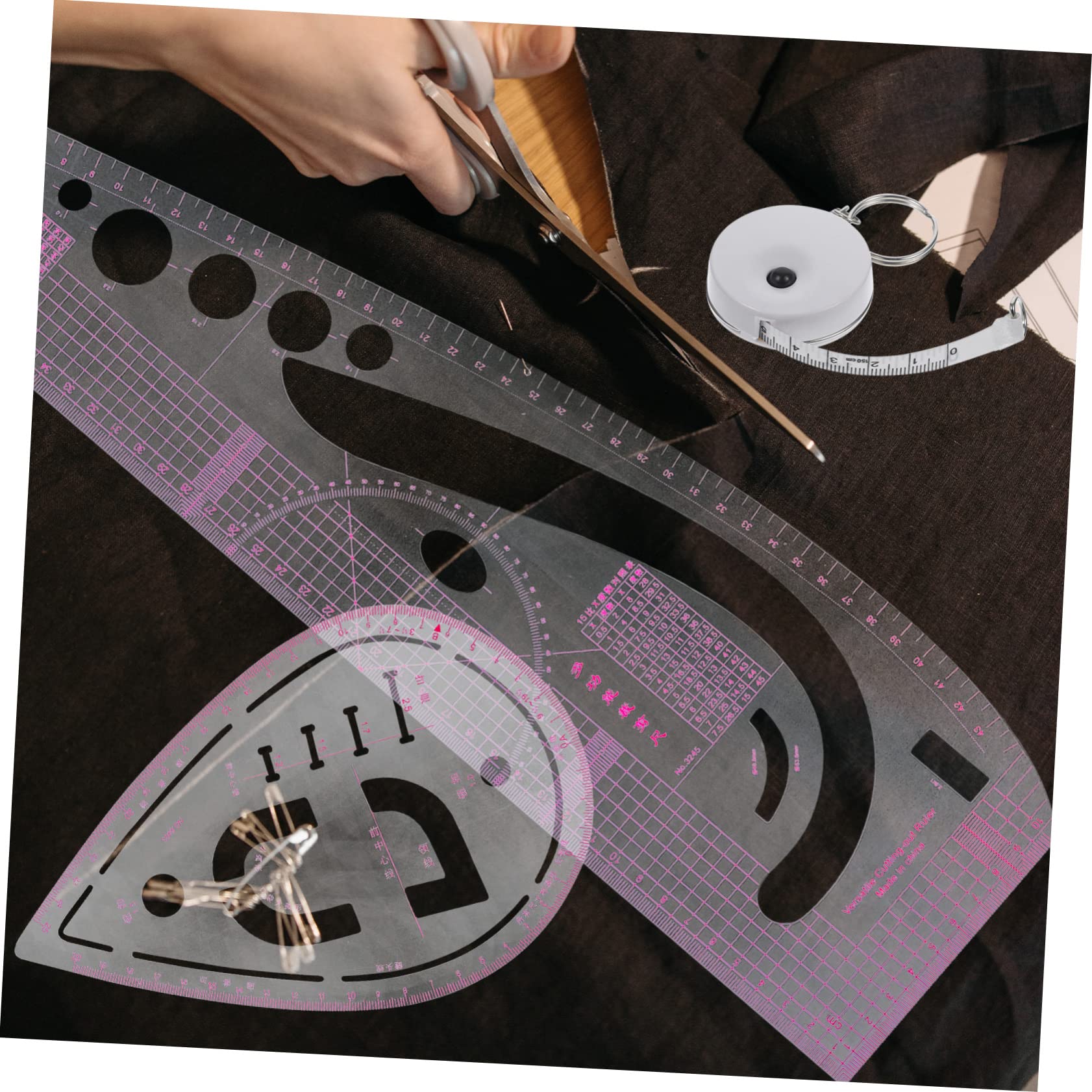 TEHAUX Set di Righelli da Sartoria per Cucito, Curva Francese in Pvc, Scala Chiara e Misura Precisa per Taglio Manuale e Disegno