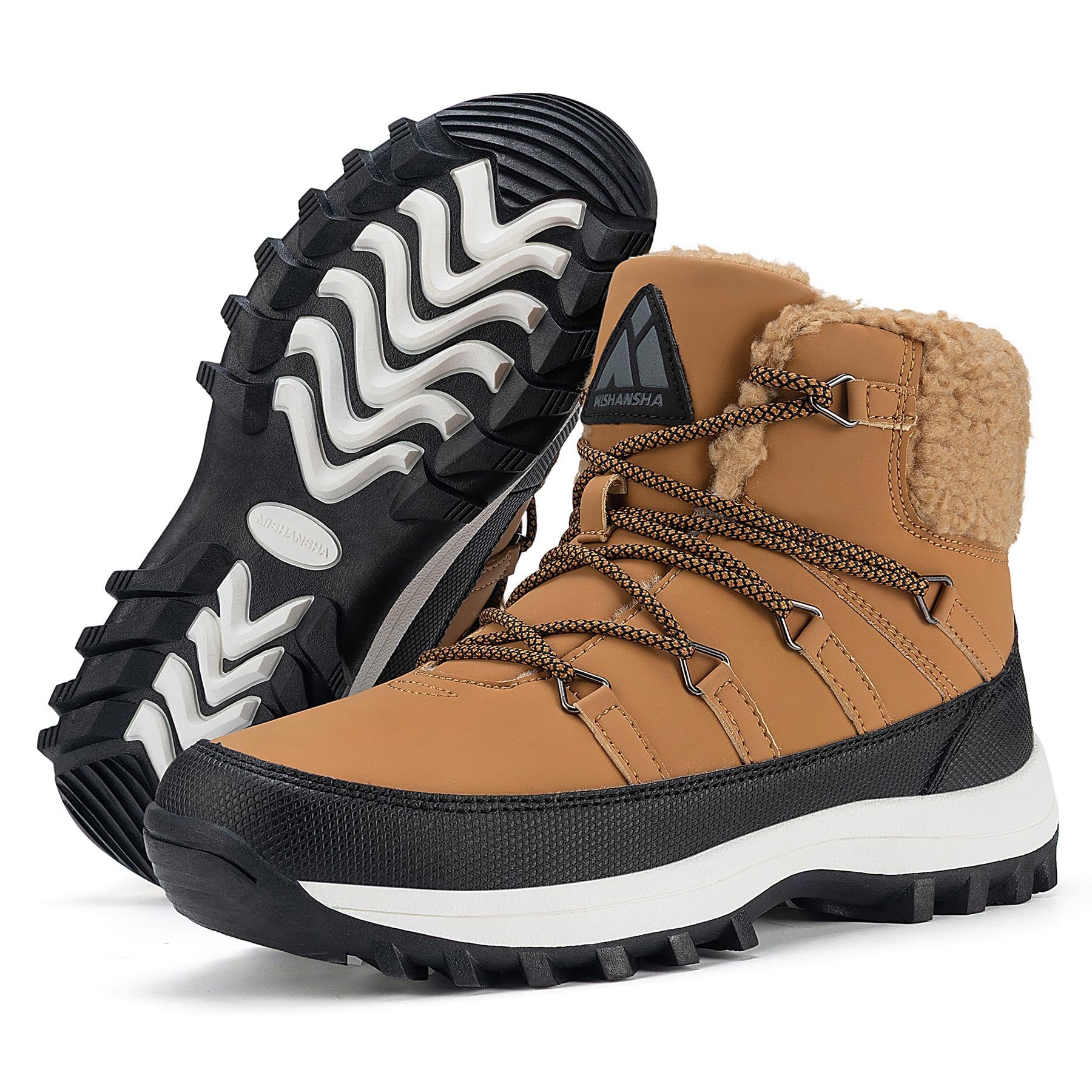 Mishansha waterdichte winterschoenen, warme winterlaarzen voor dames, antislip sneeuwlaarzen, maat 36-42, Geel, 38 EU