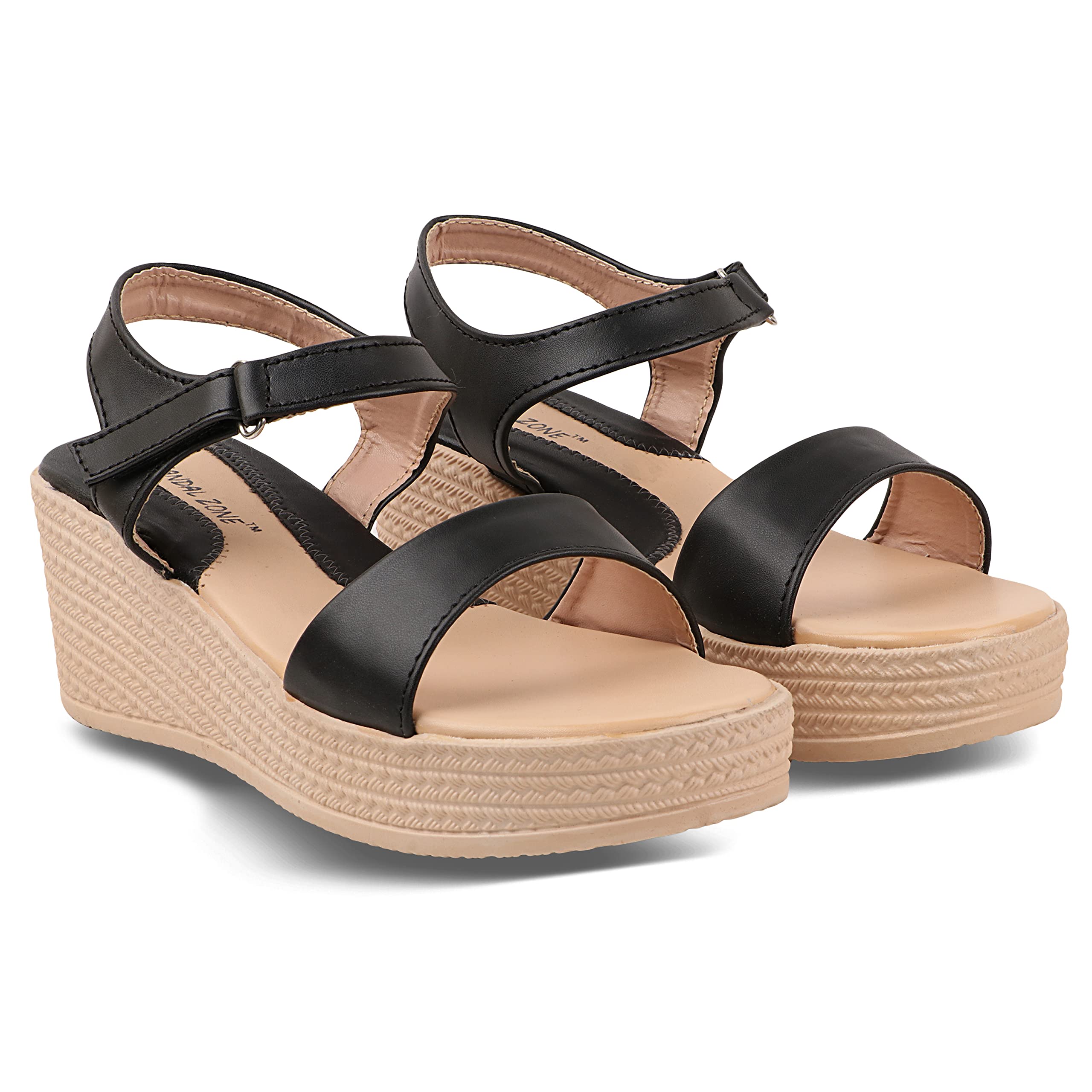 SANDAL ZONE Women Black Wedges Sandals Comfortable and Stylish Sandal Wedges (B0B5VBN255) Amazon Price History, Amazon Price Tracker