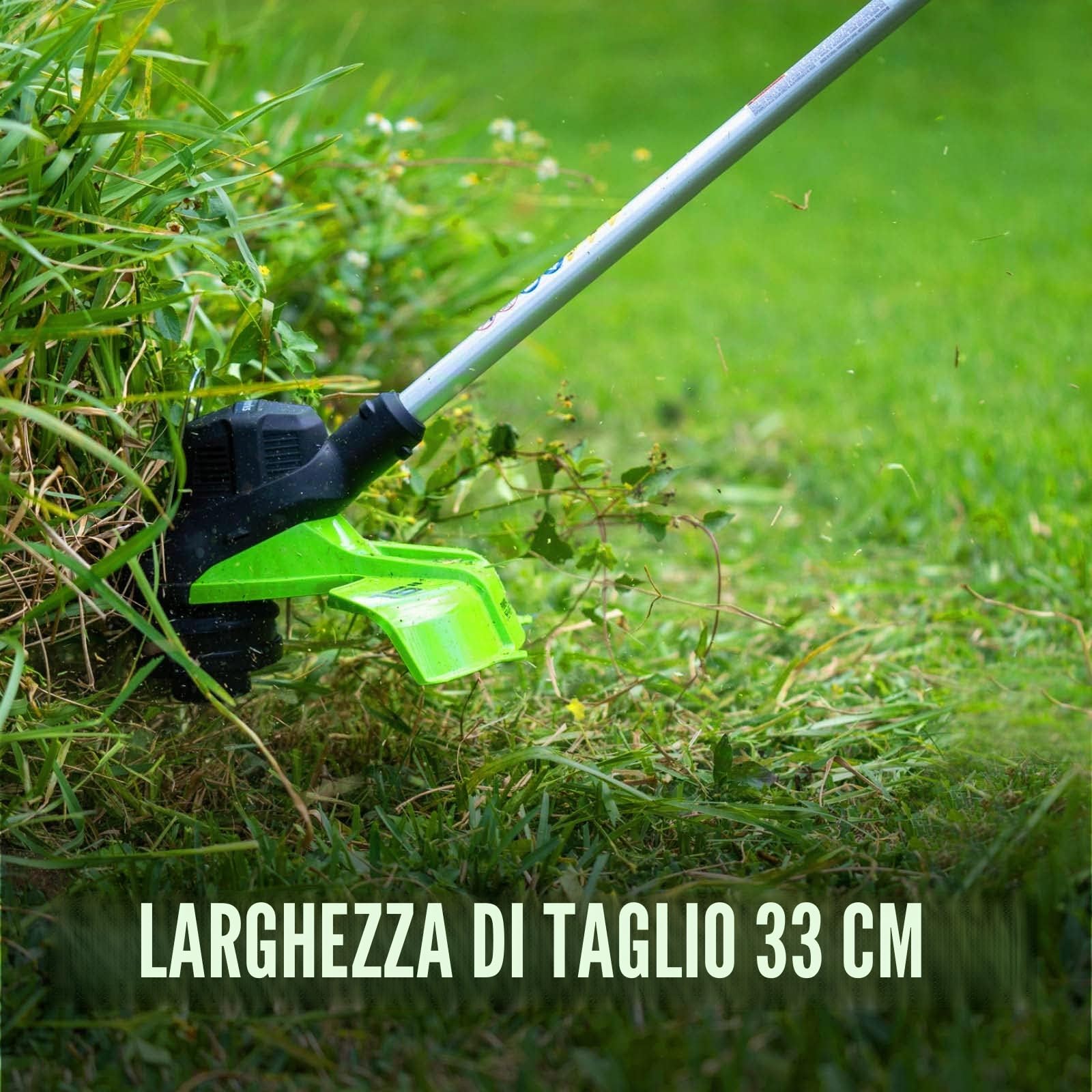 Greenworks Decespugliatore a batteria 24 V, diametro di taglio 33 cm, diametro filo 2 mm, Max 5600 TR/Min, velocità di taglio massima 5600 giri/min (batteria e caricabatterie non inclusi)
