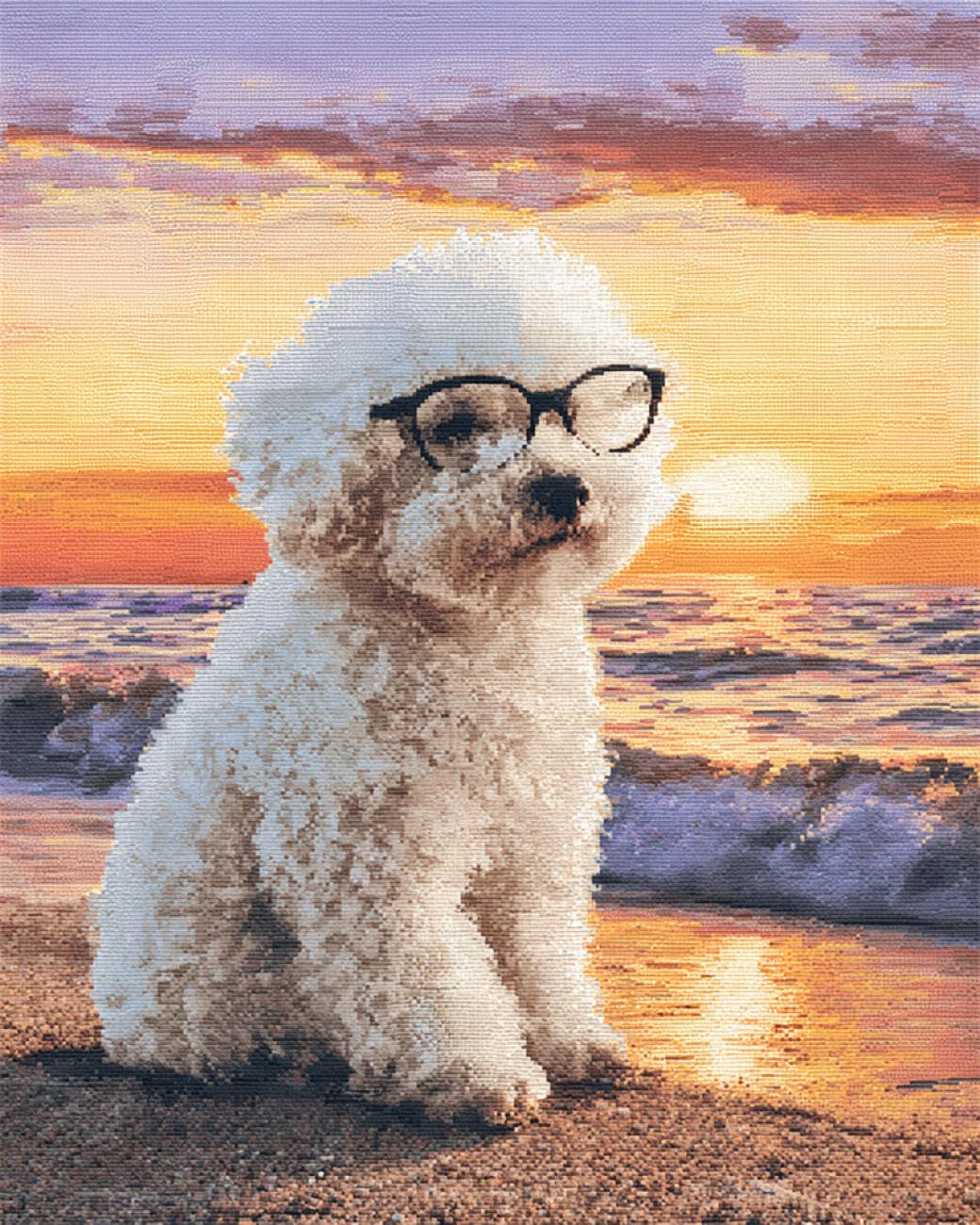 AxiangziK DIY Cross Stitch Kits Dogs and sea Views 11CT 80x100cm