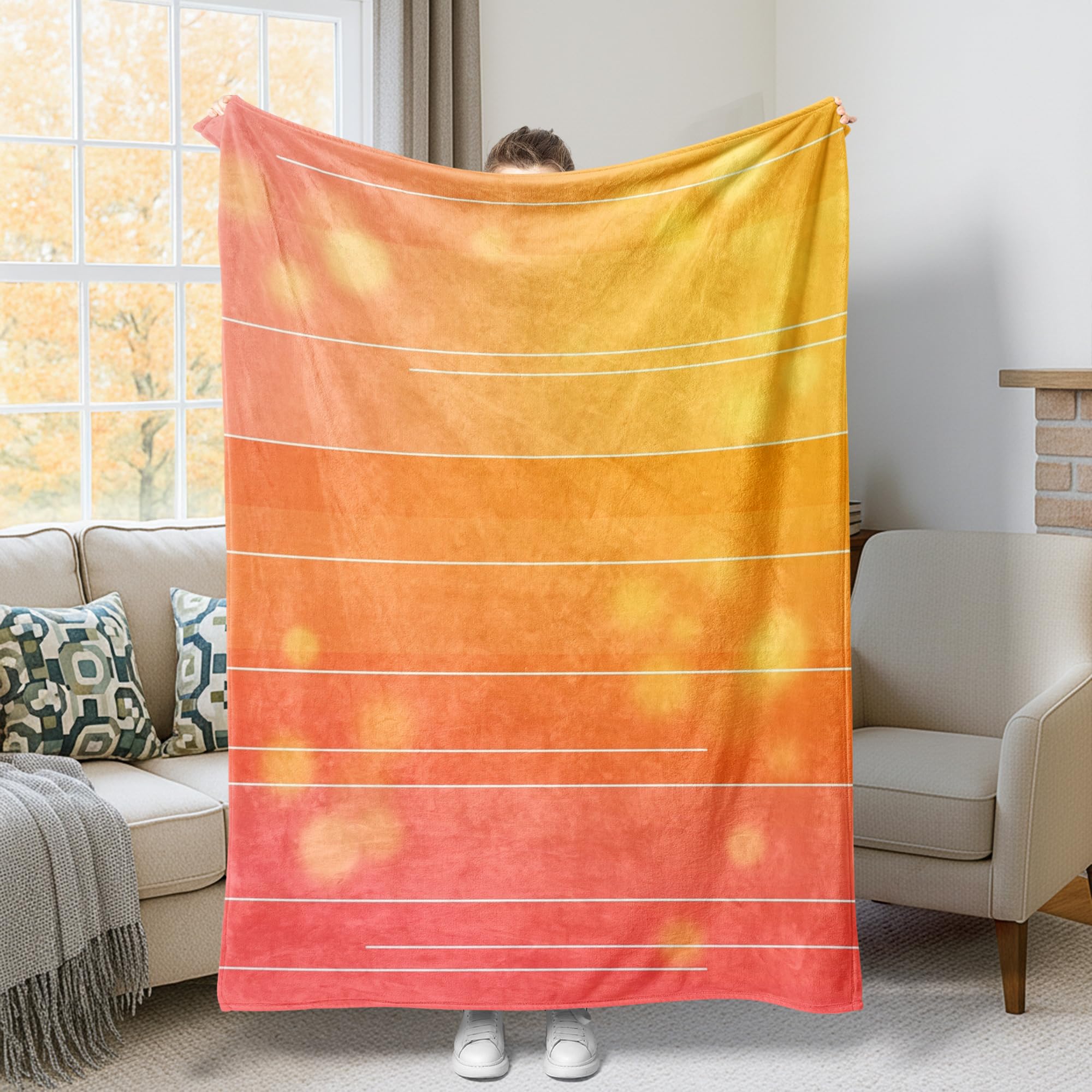 Couverture à rayures de luxe en flanelle douce pour canapé chic