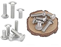 Vista 5 de LBY Kit surtido de 15 tornillos de carro, tornillos de cabeza redonda de 1/4-20 x 1 pulgada (con tuercas hexagonales y arandelas planas), acero al