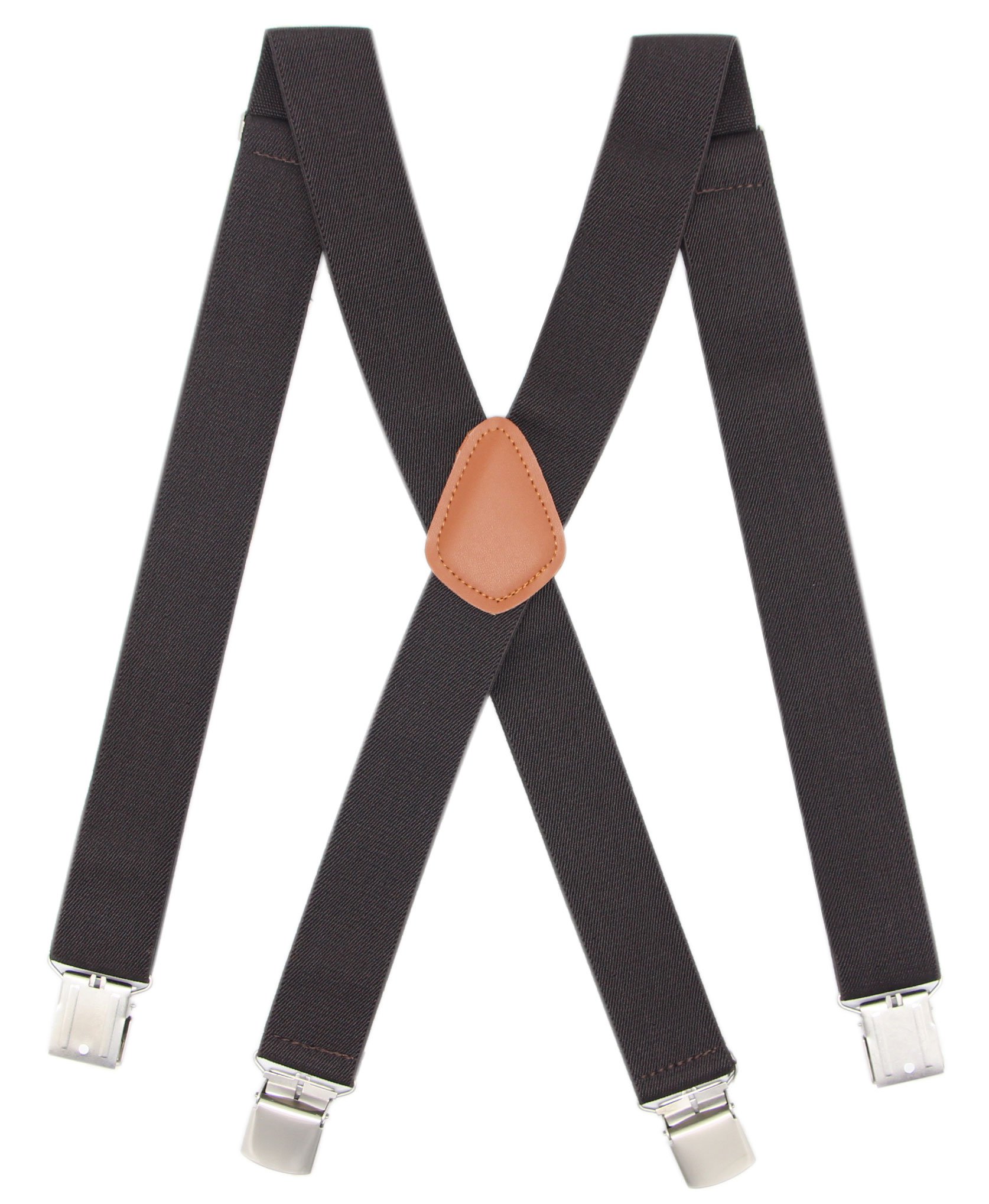 Bioterti Menââ‚¬â„¢s Heavy Duty X- Back Suspenders-Adjustable Size, Long & Elastic Braces (Coffee)