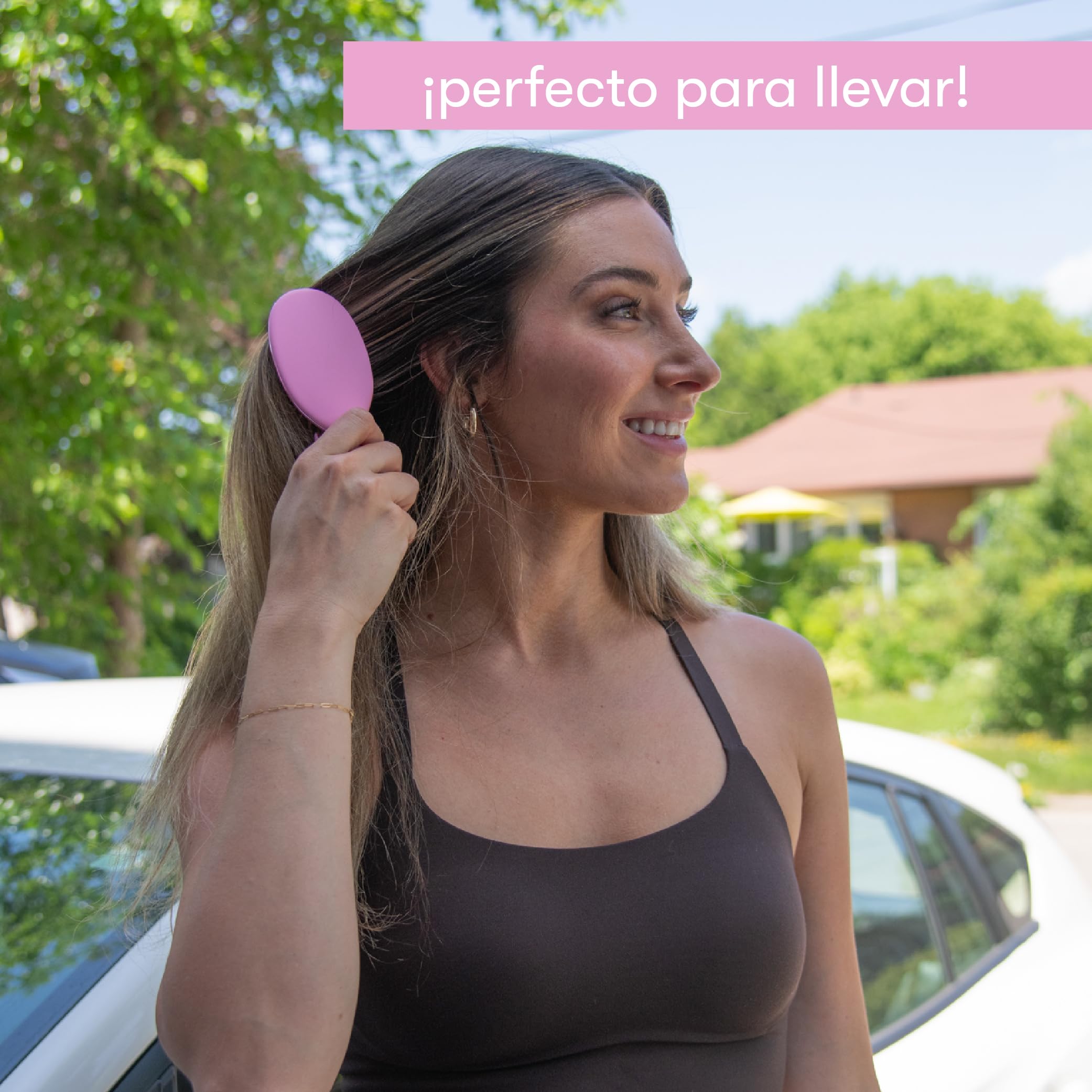 FRAMAR Cepillo Viaje Pelo - Cepillo Pelo Pequeño, Cepillo Pequeño Pelo, Mini Cepillo de Pelo, Escova Cabelo, Compacto Para Viajar, Para Todo Tipo de Cabello - Rosa