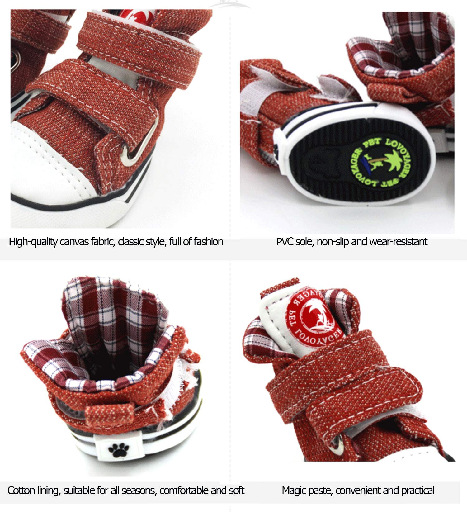 Ranvi Cute Puppy Pet Dog Sporty Shoes Canvas Dog Boots,4 Pcs in One Pack.(2# Black)