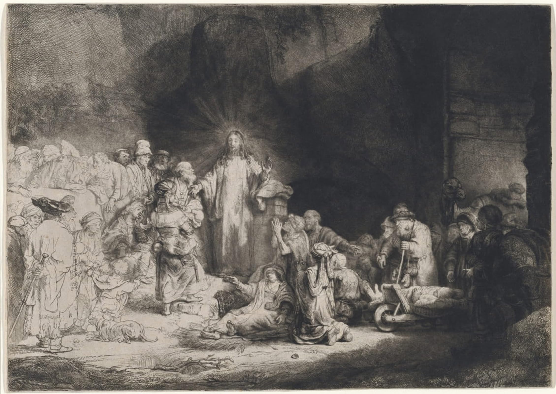 Serendipitp No Frame Abstract Painting Mural Print Picture Wall Decor Painting Christ Preaches The Hundred Guilder Note By Rembrandt Van Rijn Vintage Wall Artwork For Home Decor 60X90cm