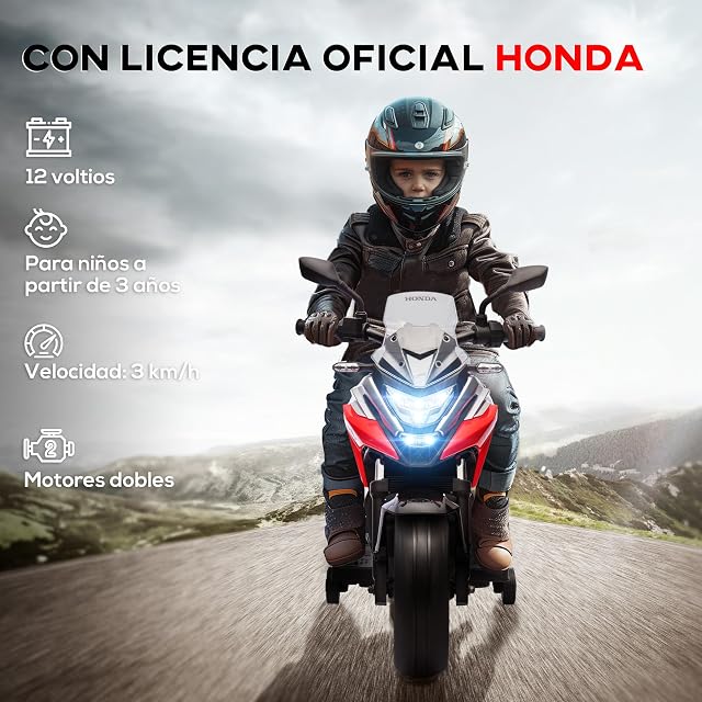 Foto 3 de 8 de AIYAPLAY Moto Eléctrica para Niños +3 Años con Licencia Honda 12V Rojo