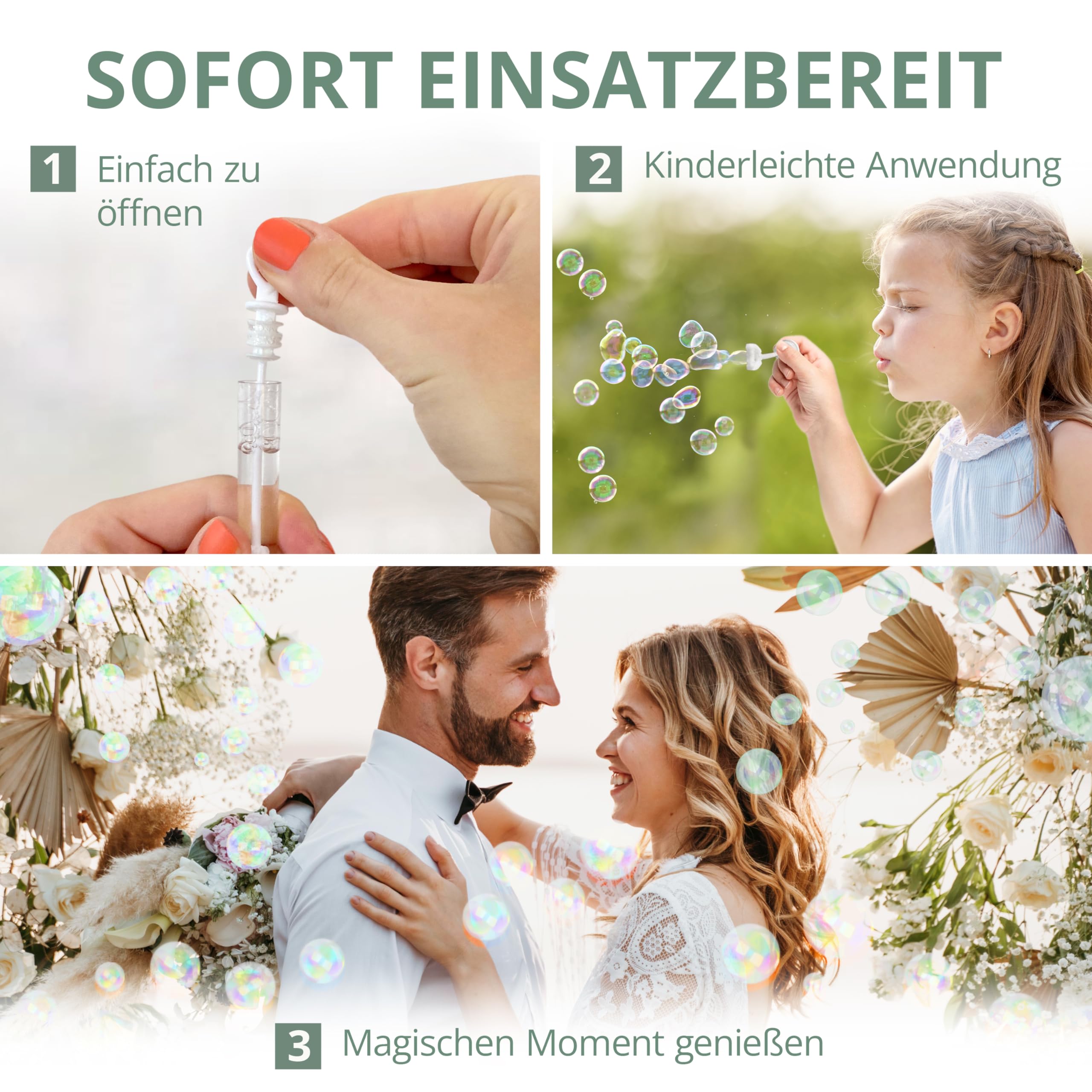 HOCHZEITSHELD Bolle di sapone per matrimonio, 75 pezzi, con manico a forma di cuore bianco, ideale come decorazione per ufficio di registro o sorpresa, perfetto come decorazione per matrimoni o con