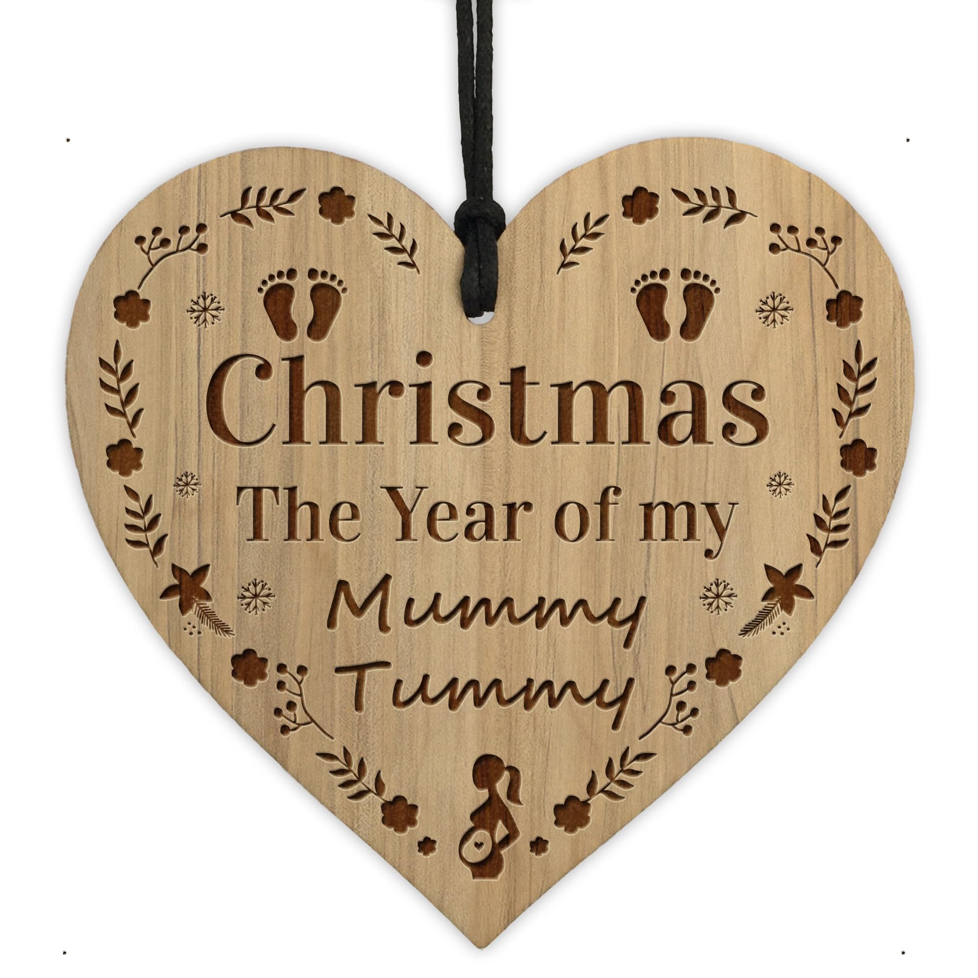 Red Ocean Christmas The Year Of The Mummy Tummy Hanging Bauble New Mum Gift Baby Gift Heart