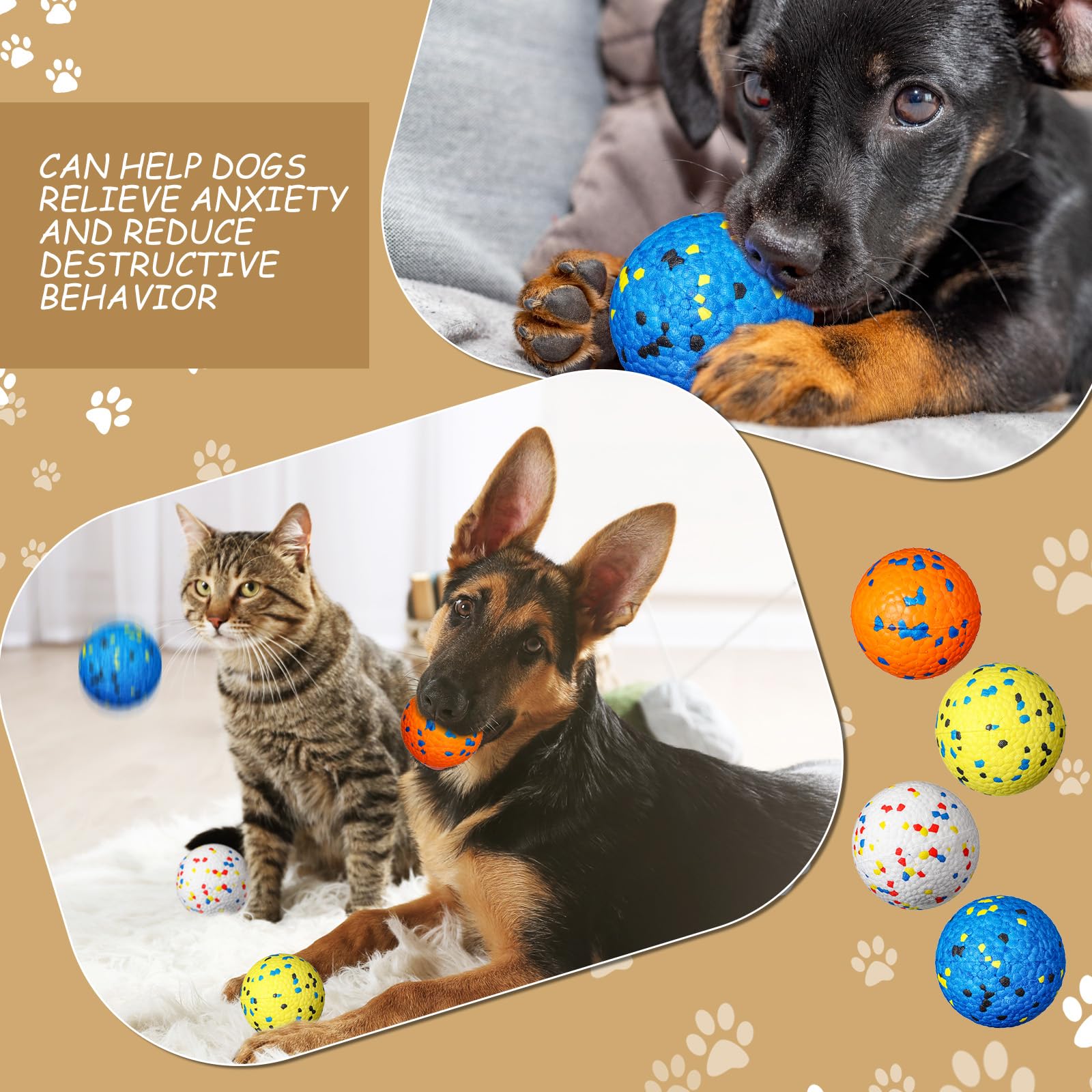 Aliceset 4 pelotas de tenis para perros para masticadores agresivos, juguetes indestructibles para la dentición, juguete duradero para masticar cachorros, juguete flotante para perros grandes,
