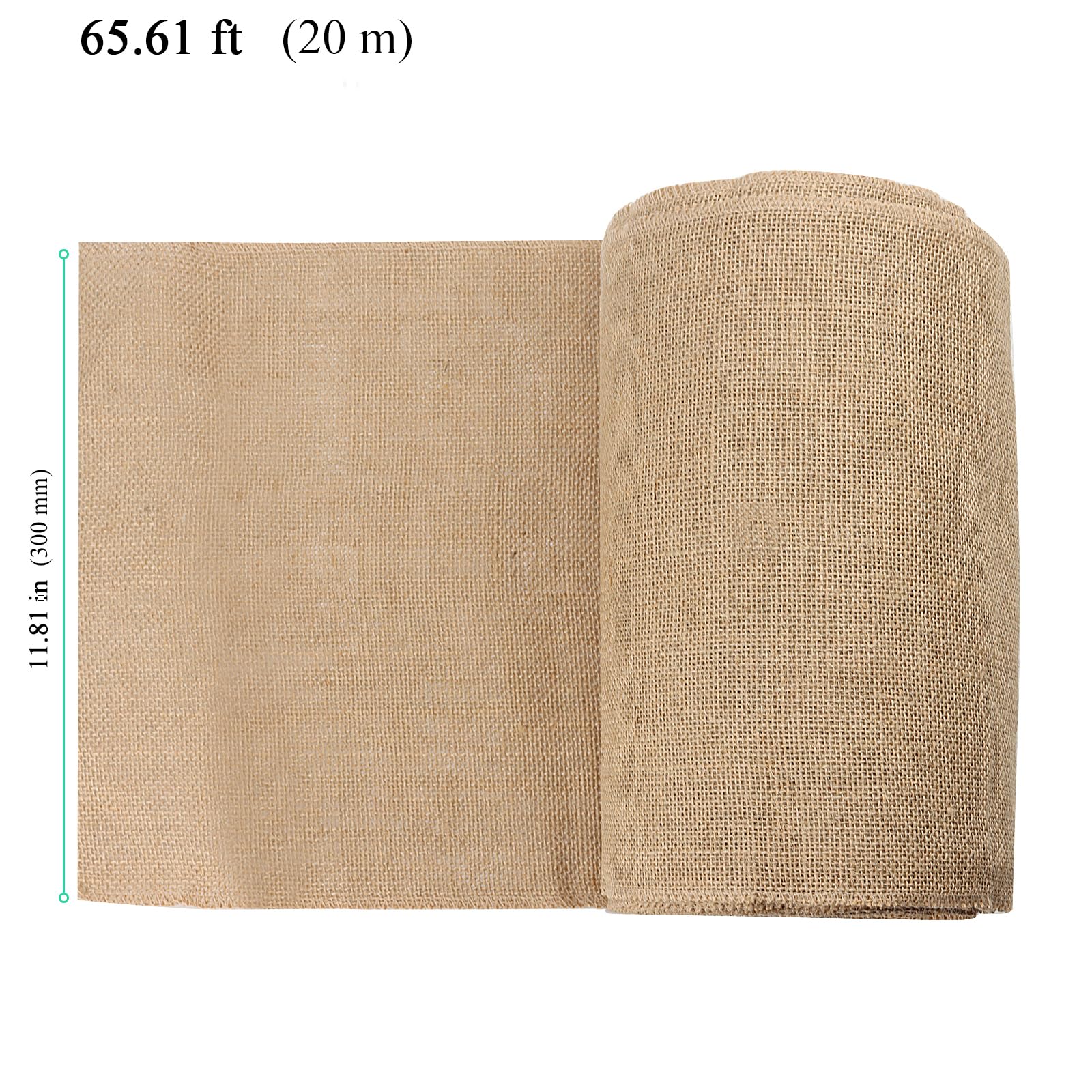 SENJEOK 12 Inch x 65 Feet Natural Jute Burlap Fabric Roll, 21 Yards, Gardening Burlap Table Runner Roll for Home - Image 2