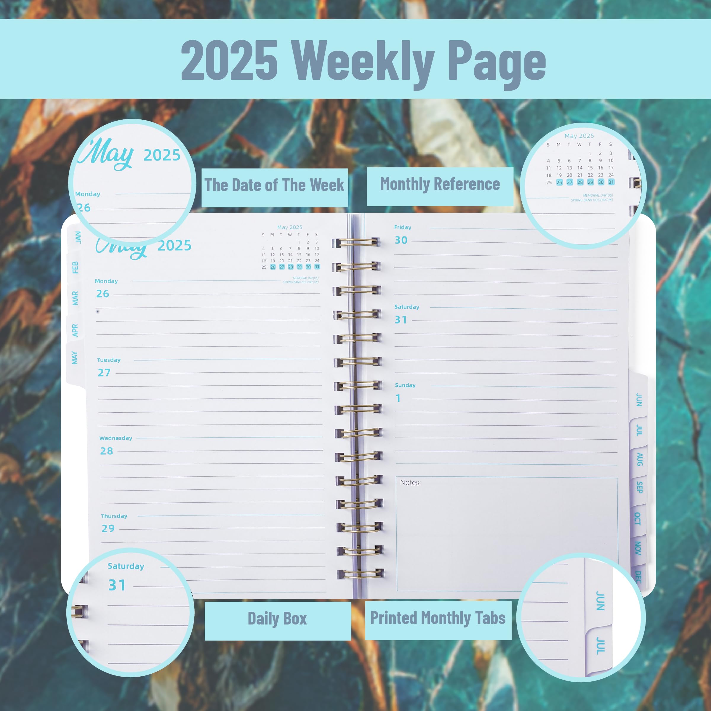 Mr. Pen- 2025 Planner, 6.4"x8.5", Marble Blue, 2025 Planner Weekly and Monthly, 2025 Weekly Planner 2025, 2025 Monthly Planner 2025 Calendar Monthly Planner 2025 - Image 4
